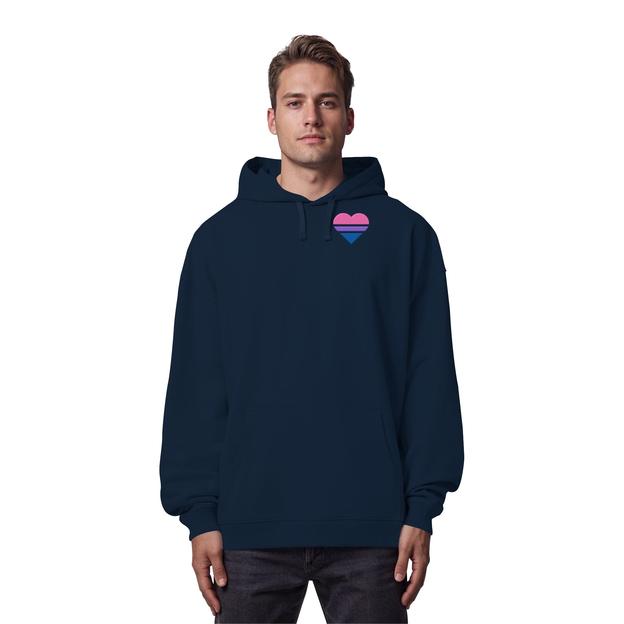 Organic Oversize Hoodie - Bisexual Flag Herz Stick