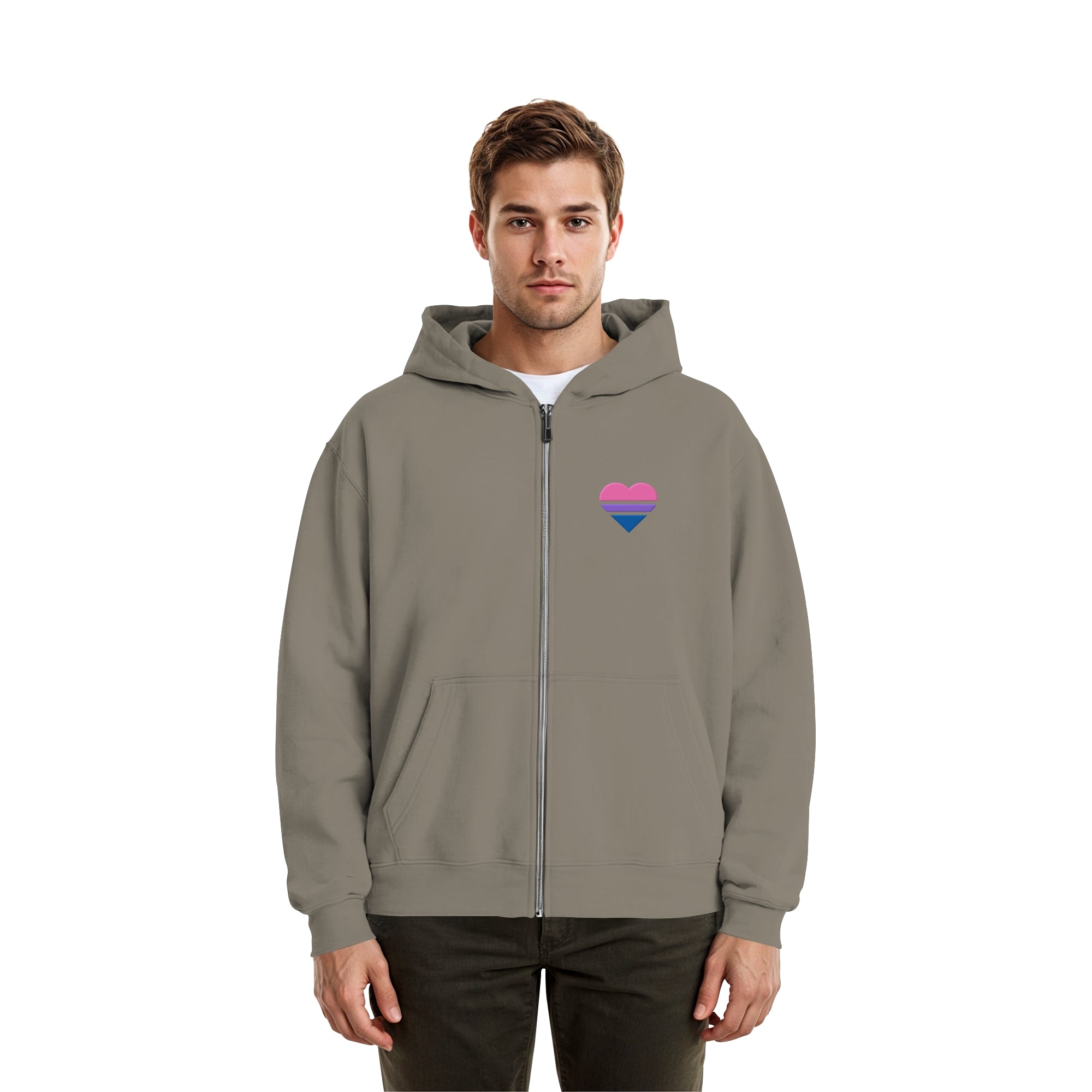 Fluffy Boxcut Zipper - Bisexual Flag Herz Stick