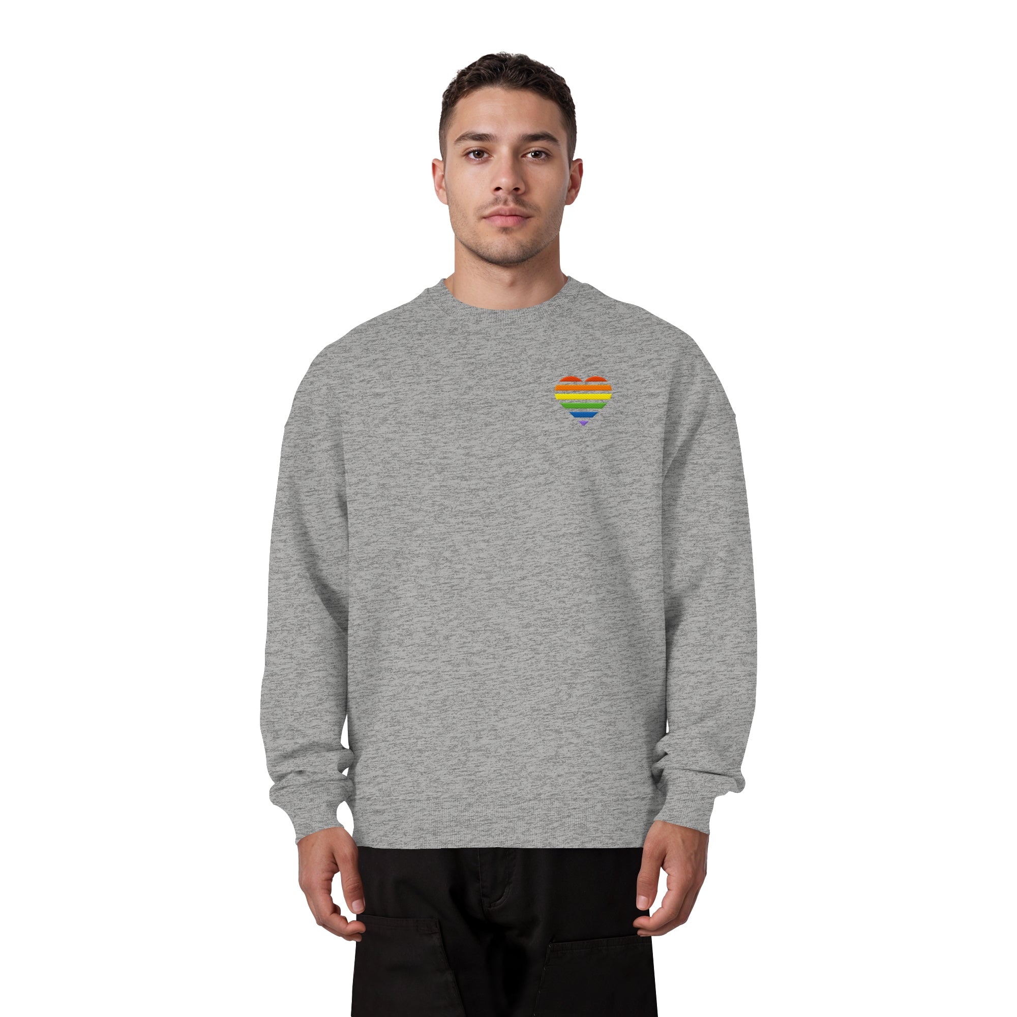 Organic Oversize Sweatshirt - Pride Flag Herz Stick
