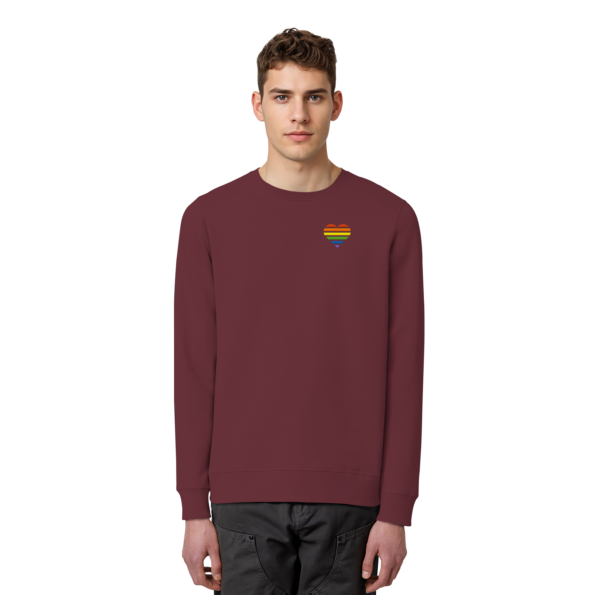Organic Basic Sweatshirt - Pride Flag Herz