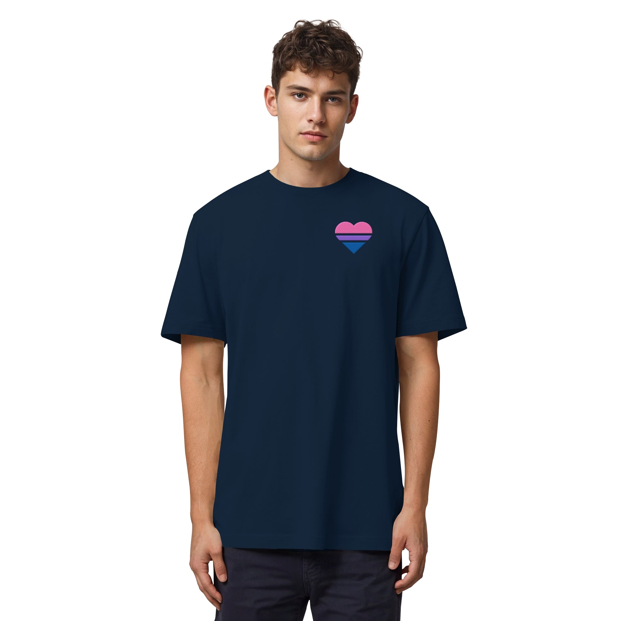 Organic Heavy Shirt - Bisexual Flag Herz Stick