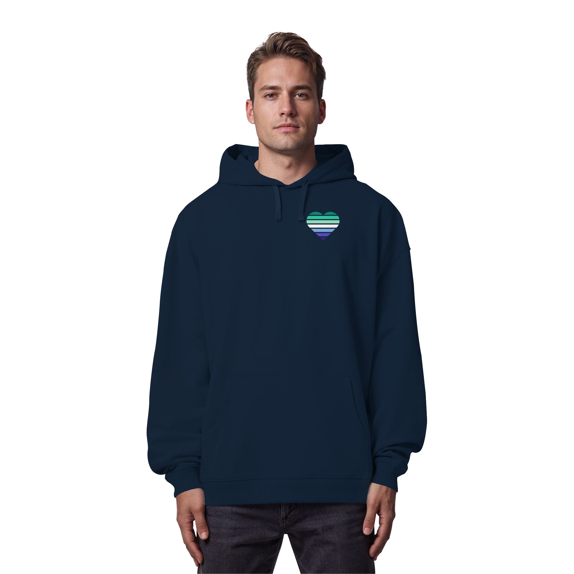 Organic Oversize Hoodie - Gay Flag Herz Print