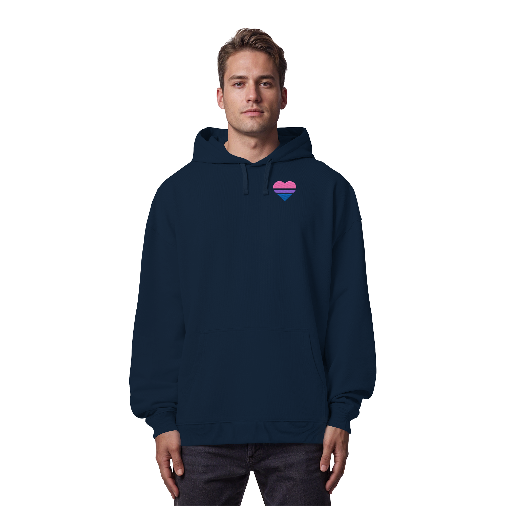 Organic Oversize Hoodie - Bisexual Flag Herz Stick
