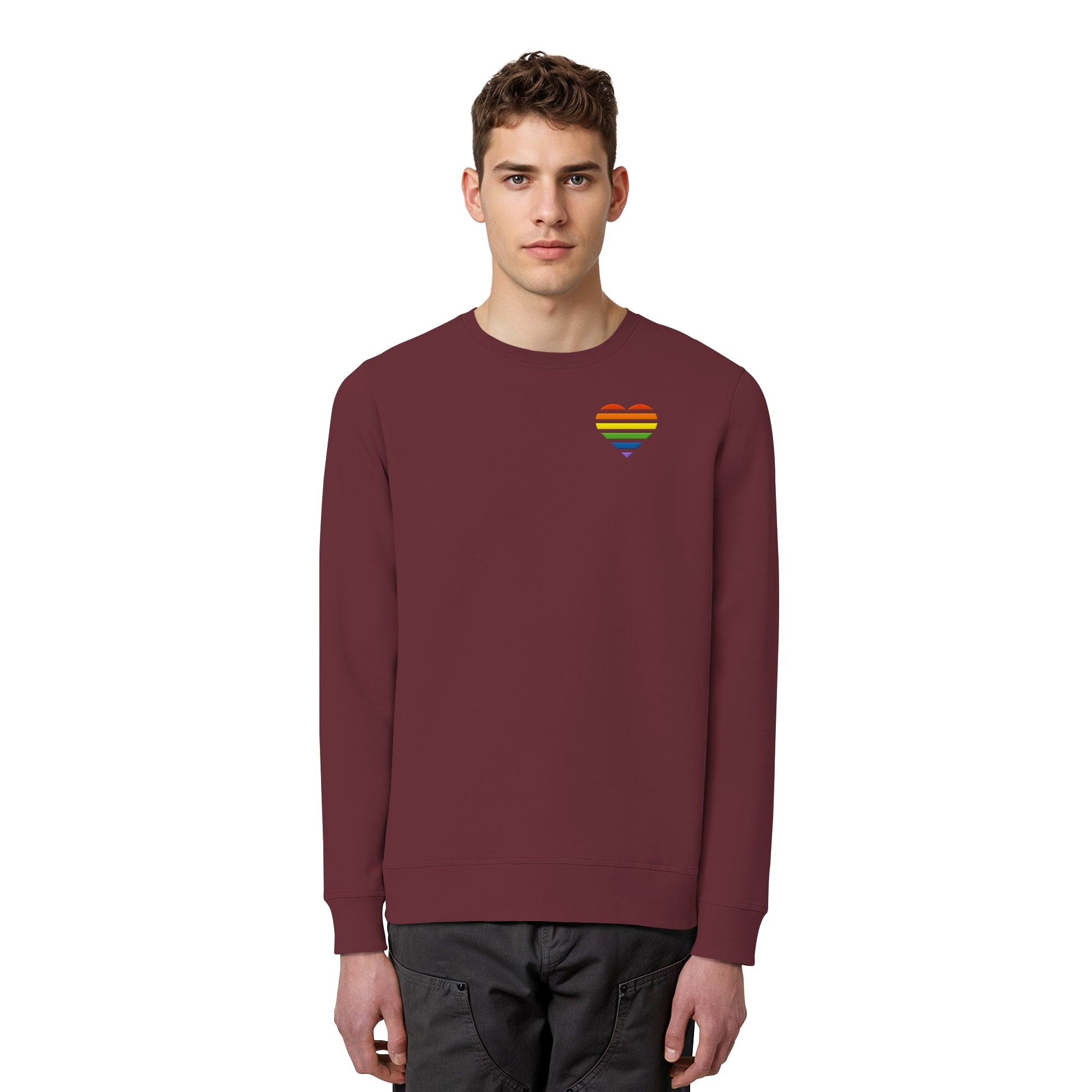 Organic Basic Sweatshirt - Pride Flag Herz Stick
