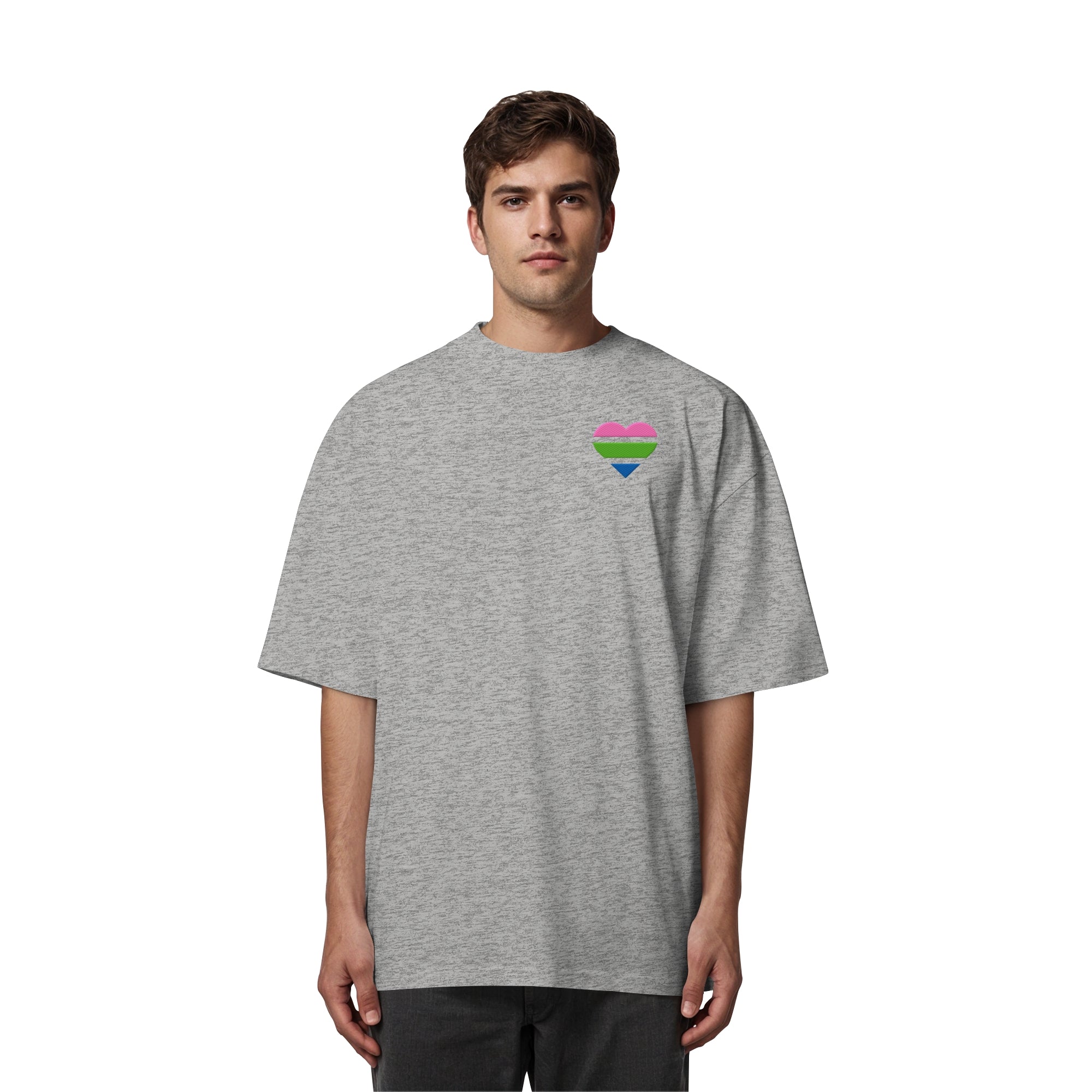 Organic Oversize Shirt - Polysexual Flag Herz Stick