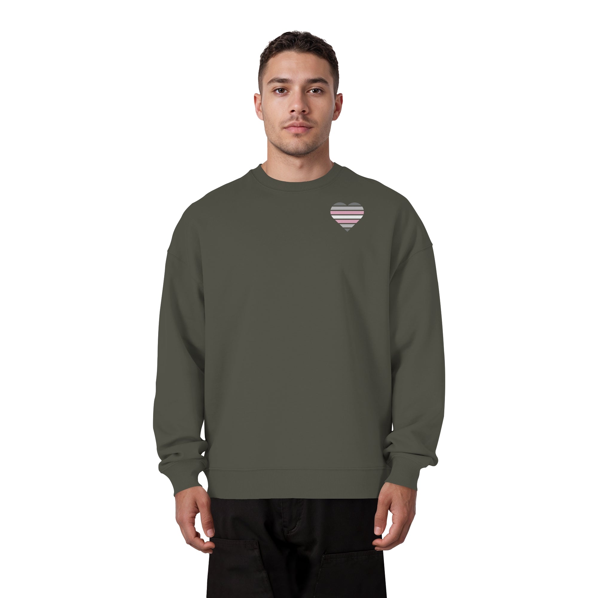 Organic Oversize Sweatshirt - Demigirl Flag Herz Print