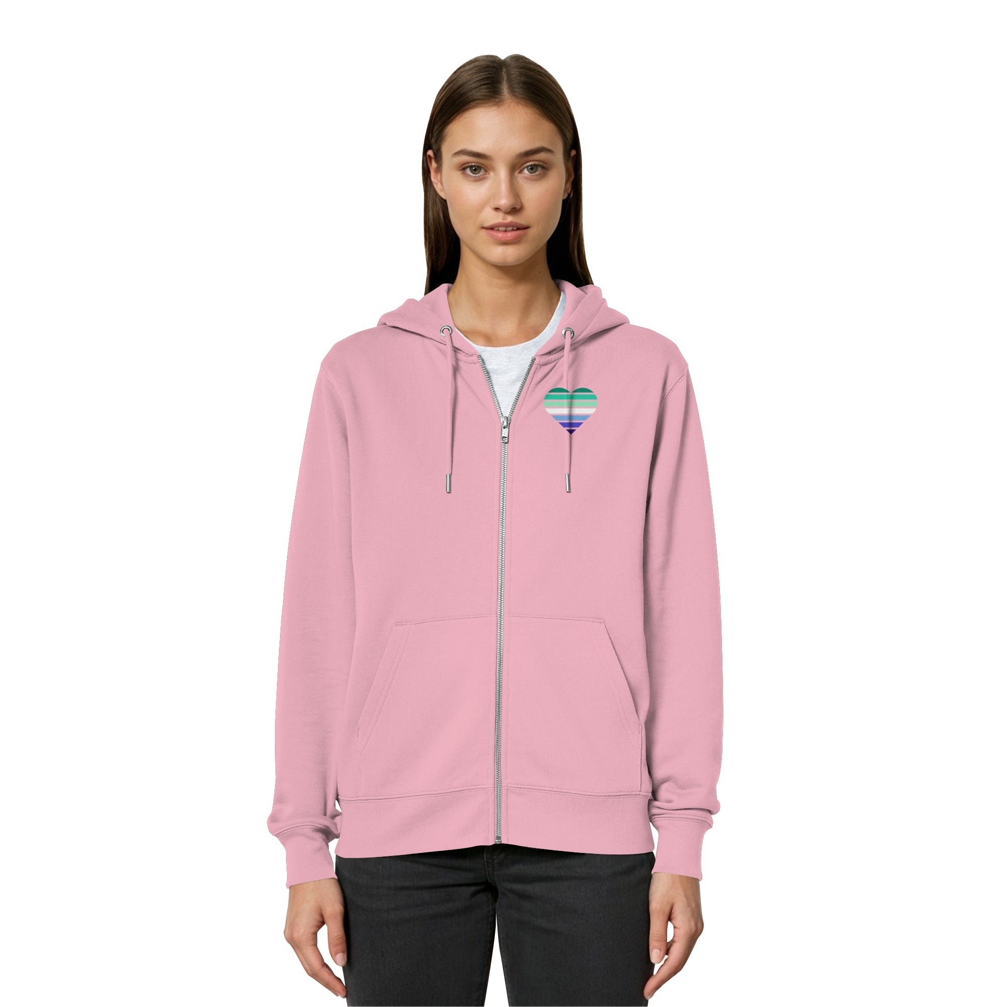 Organic Relaxed Zipper - Gay Flag Herz Print