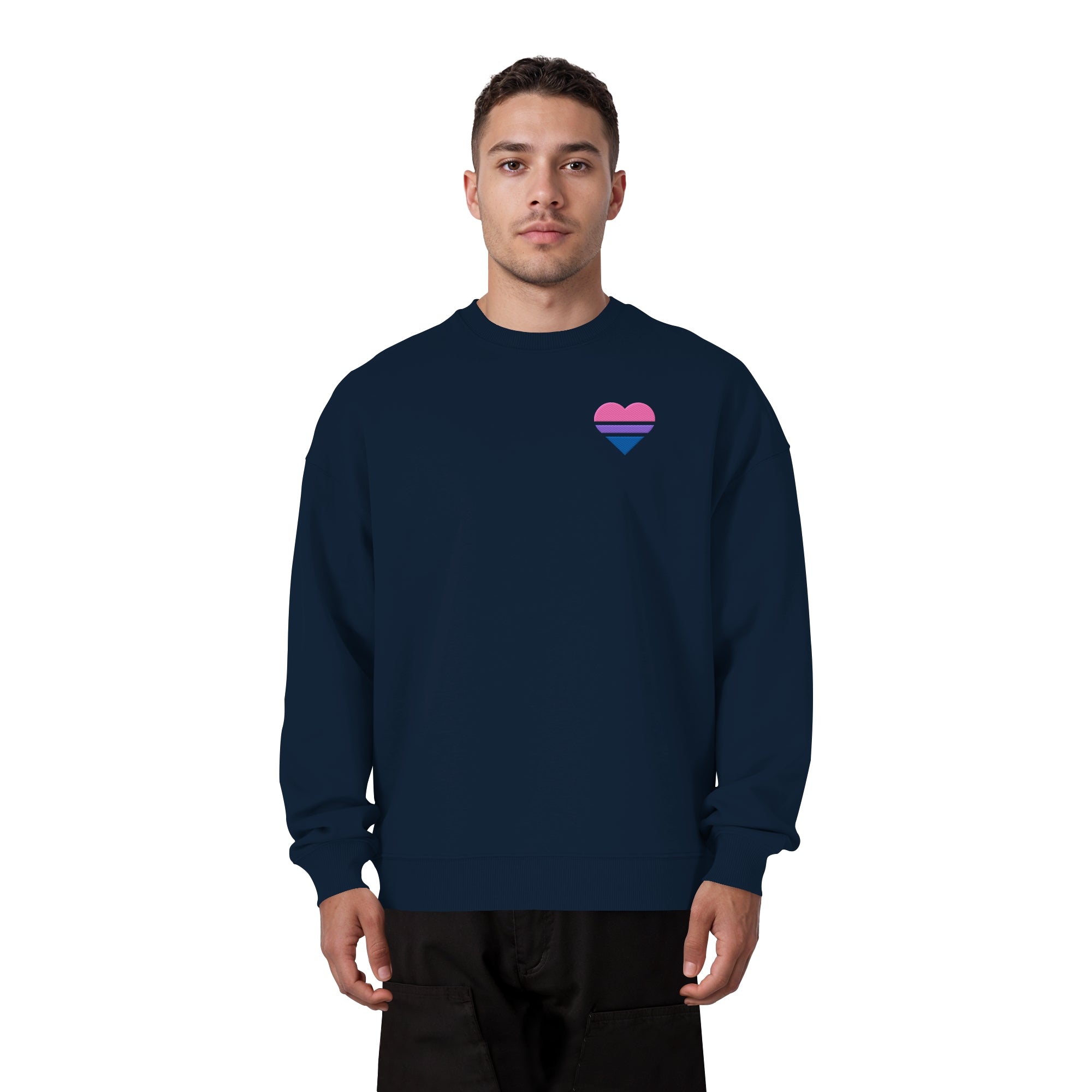 Organic Oversize Sweatshirt - Bisexual Flag Herz Stick