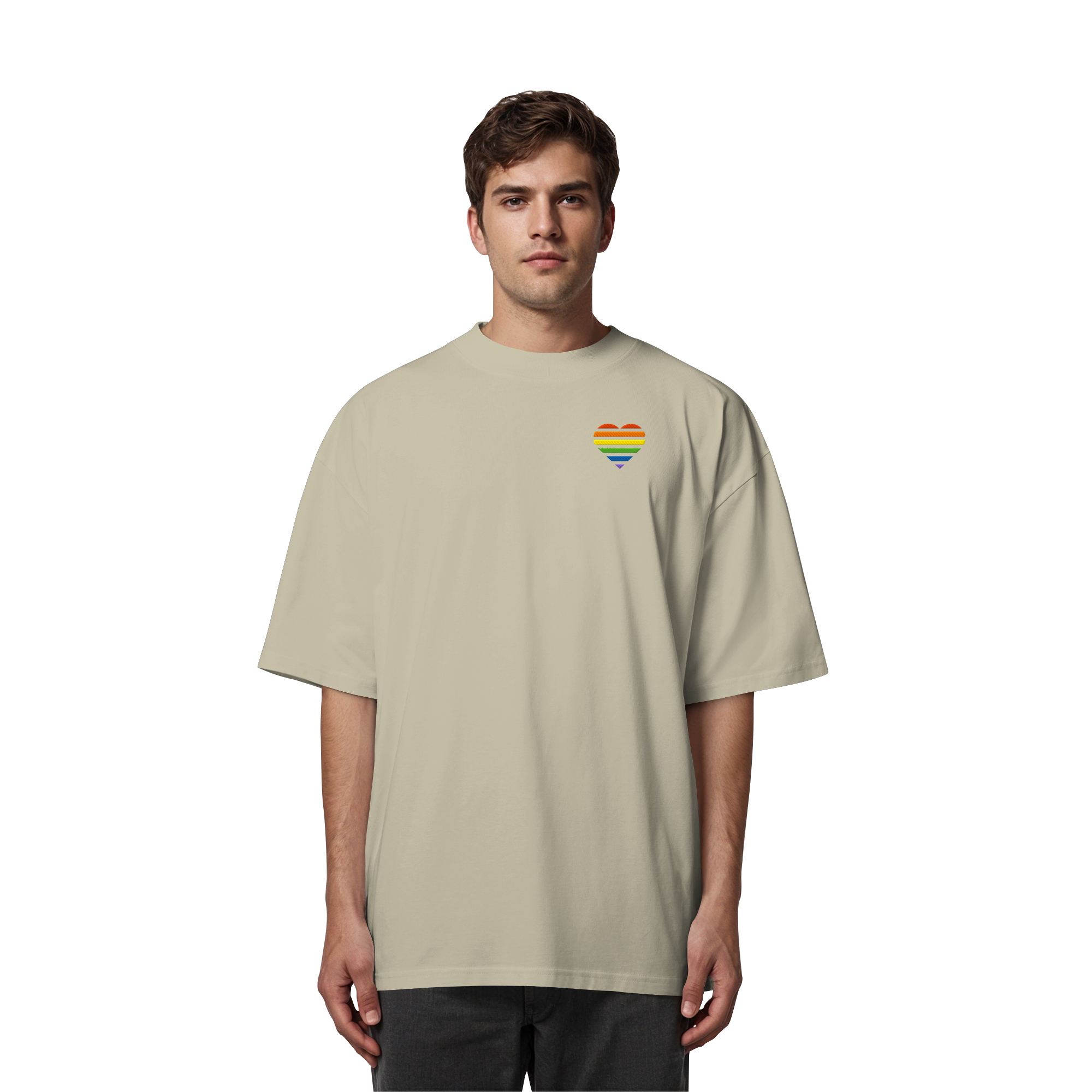 Organic Oversize Shirt - Pride Flag Herz Stick