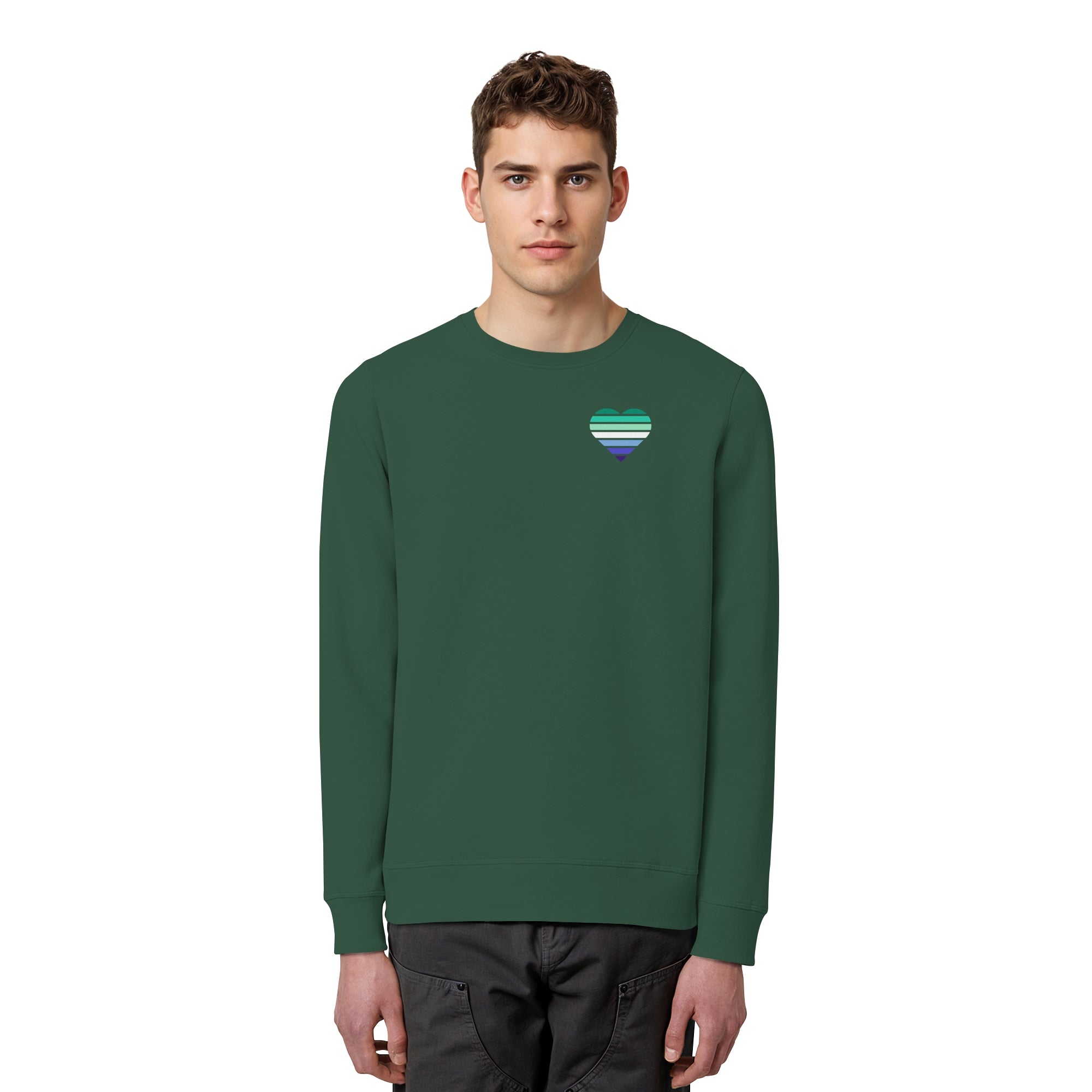 Organic Basic Sweatshirt - Gay Flag Herz Print