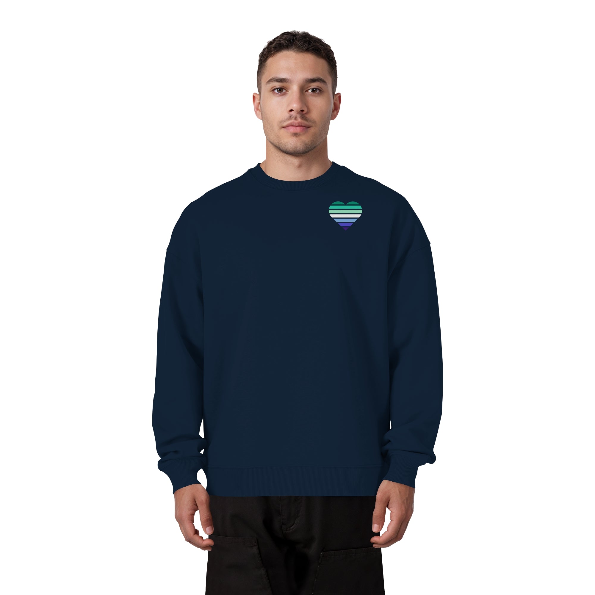 Organic Oversize Sweatshirt - Gay Flag Herz Print