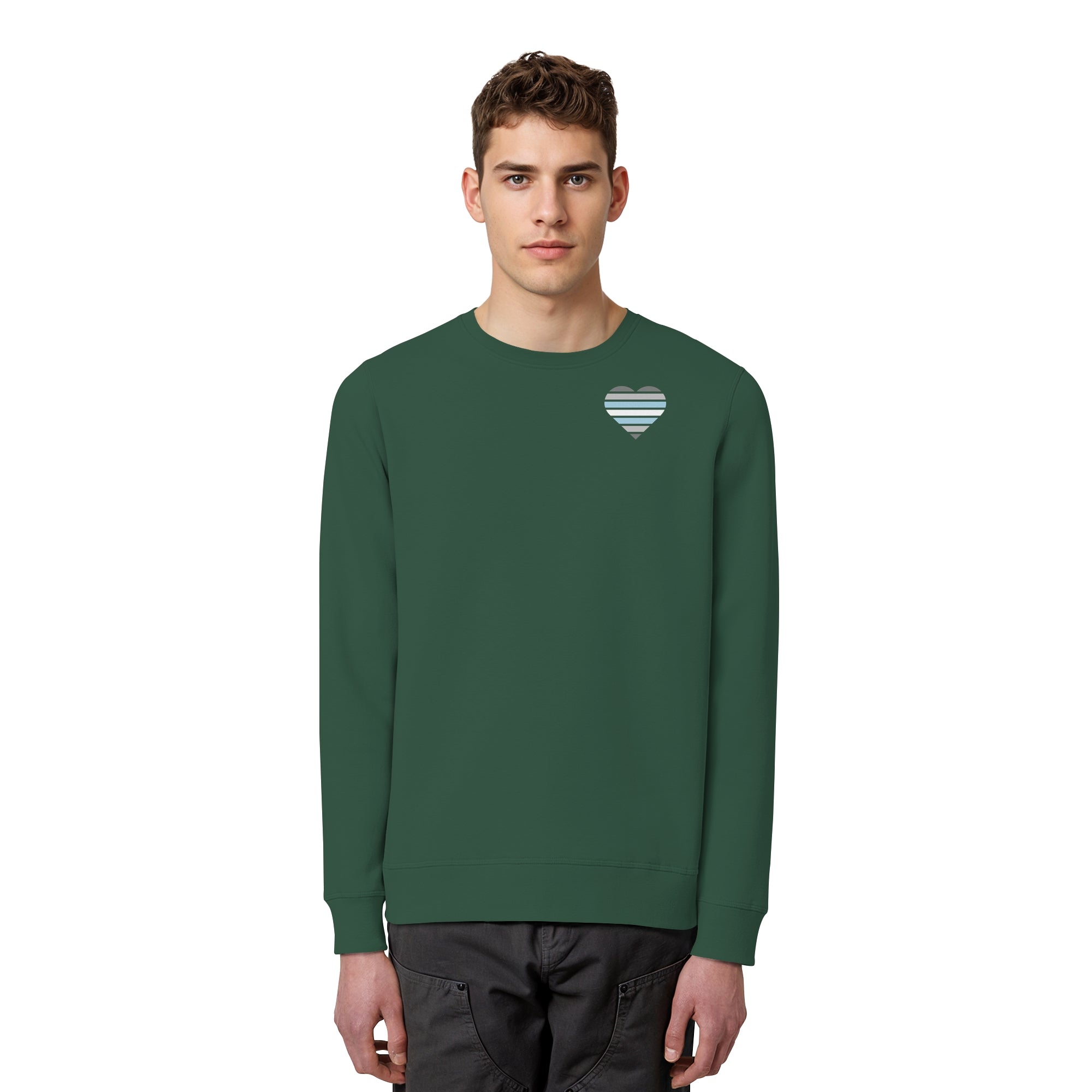 Organic Basic Sweatshirt - Demiboy Flag Herz Print