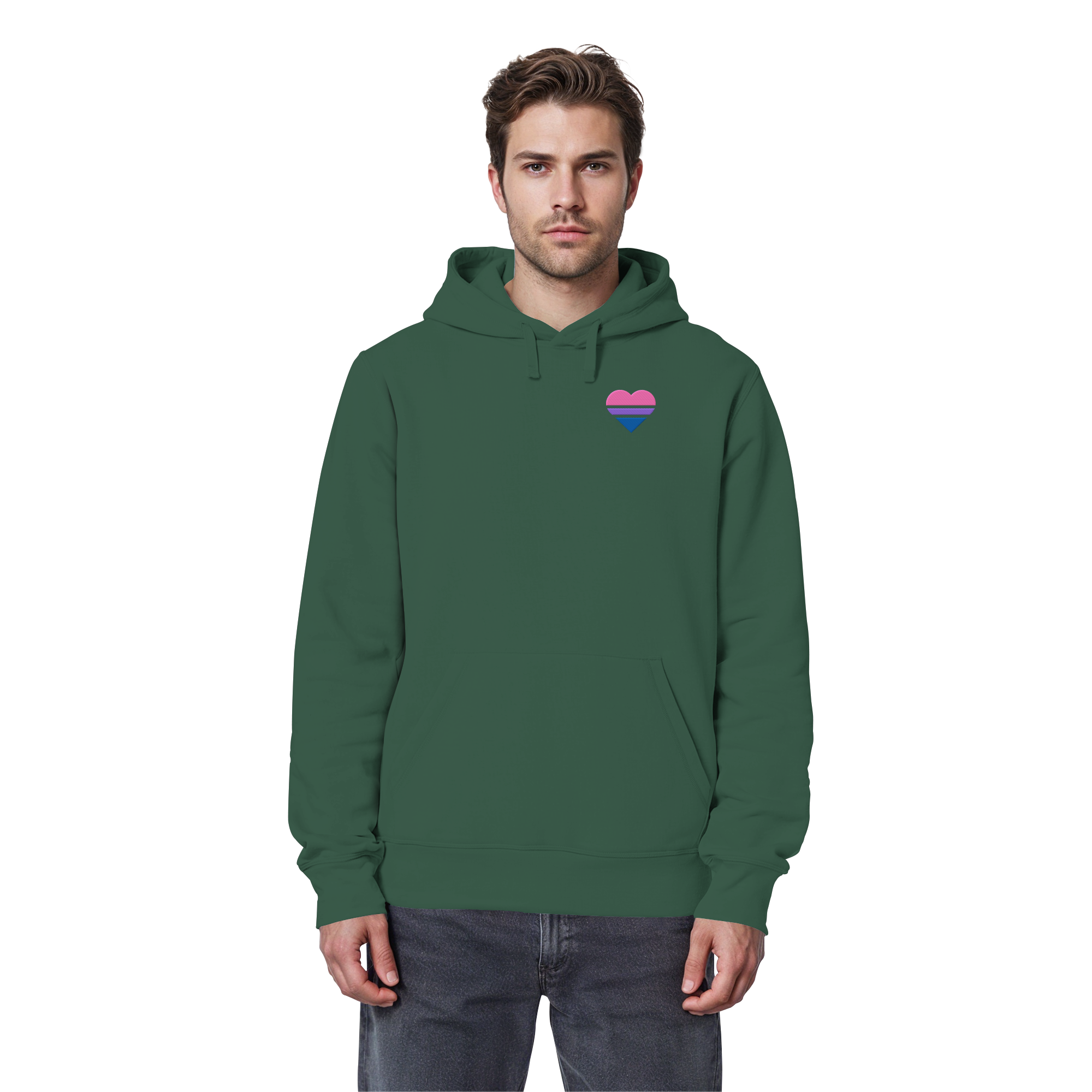 Organic Basic Hoodie - Bisexual Flag Herz Stick