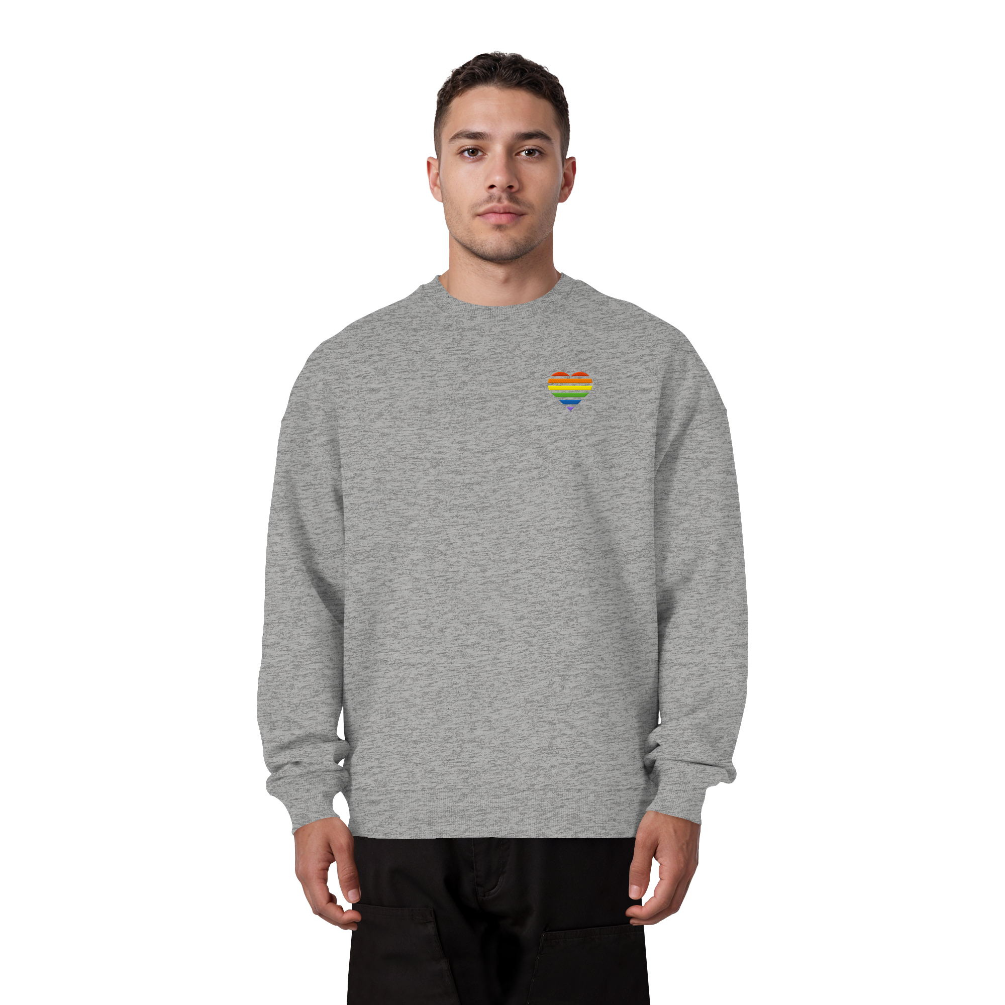 Organic Oversize Sweatshirt - Pride Flag Herz Stick