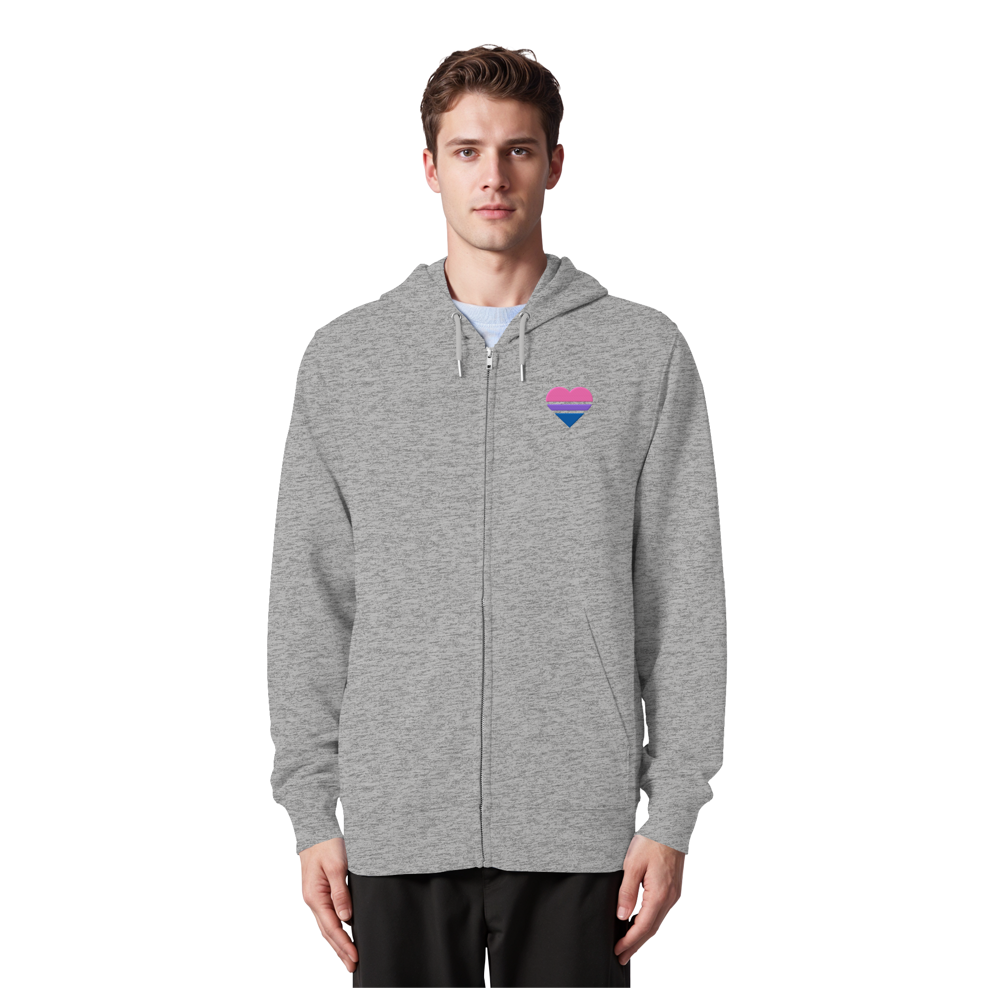 Organic Zipper - Bisexual Flag Herz Stick