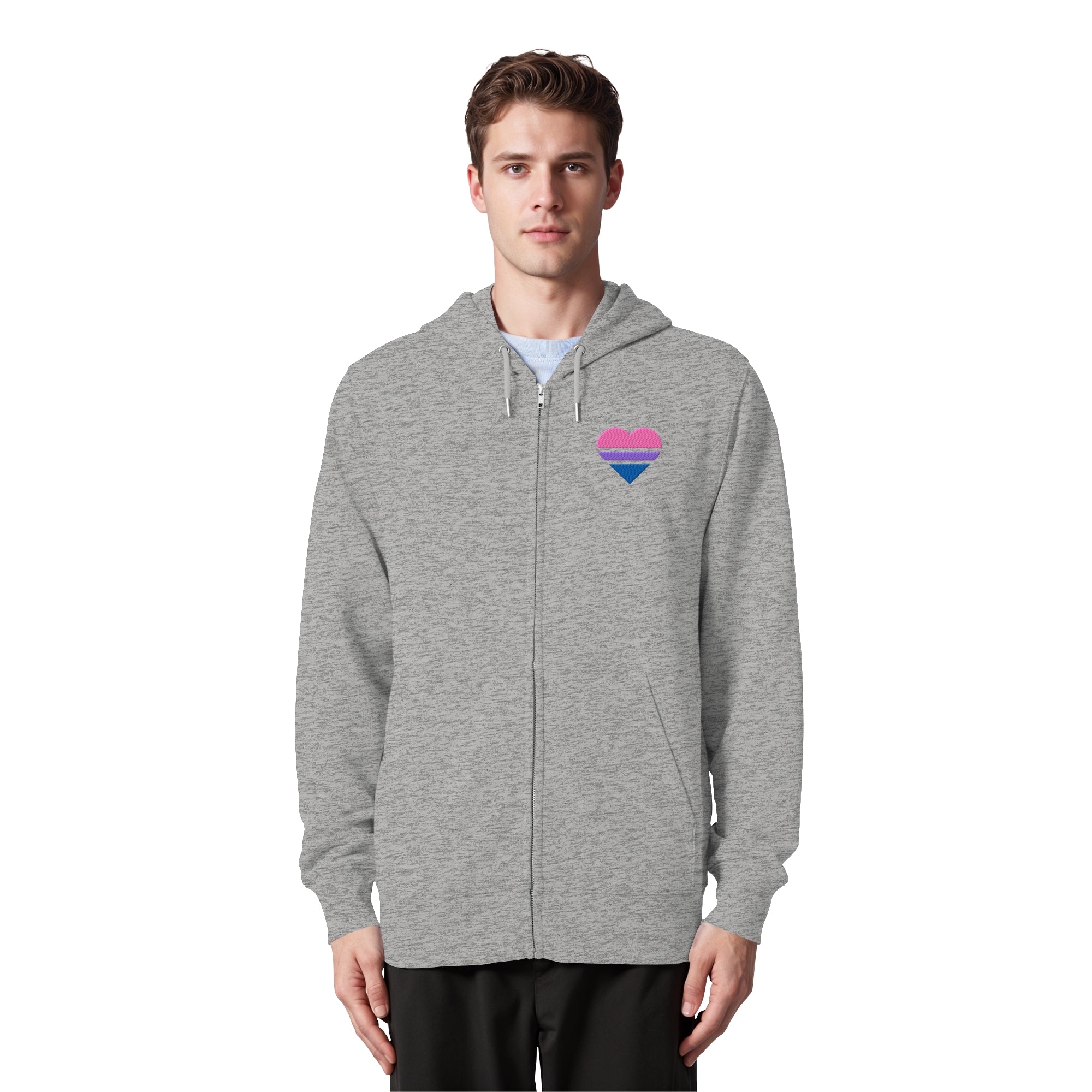 Organic Zipper - Bisexual Flag Herz Stick