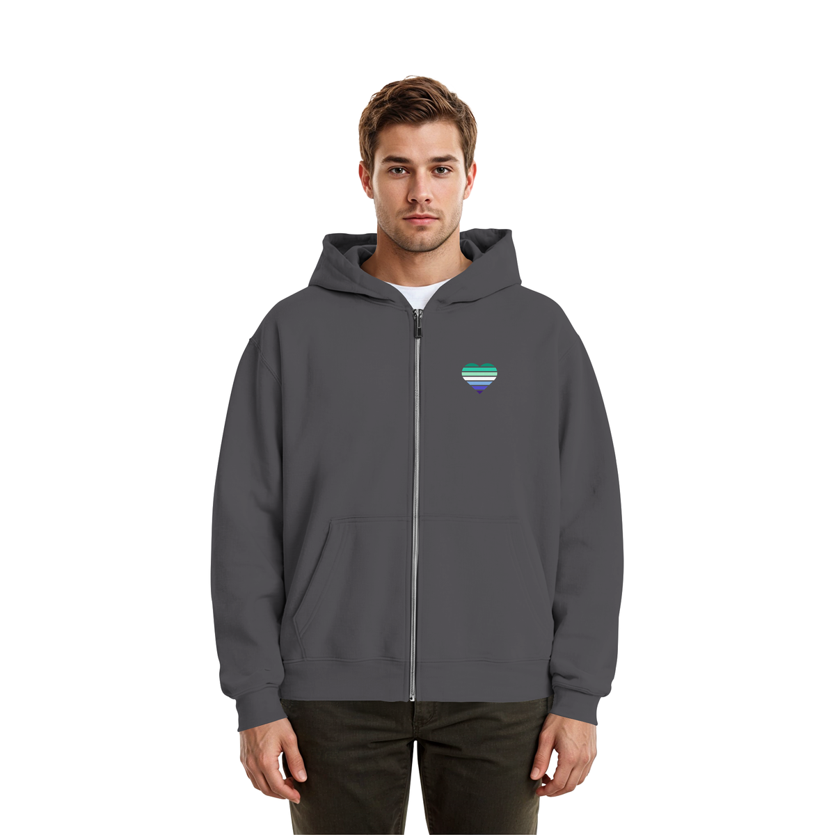 Fluffy Boxcut Zipper mit Herz - Gay