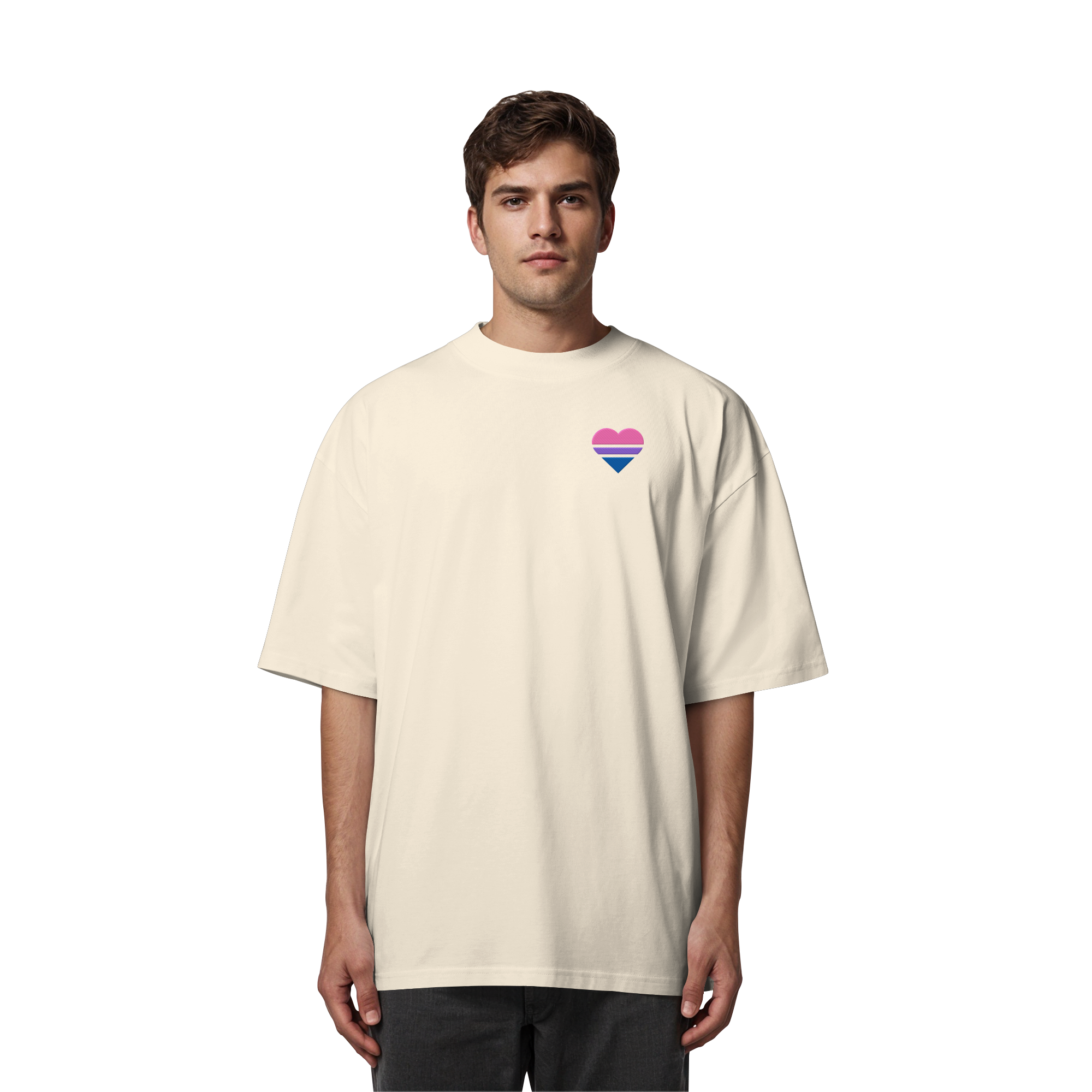 Organic Oversize Shirt - Bisexual Flag Herz Stick