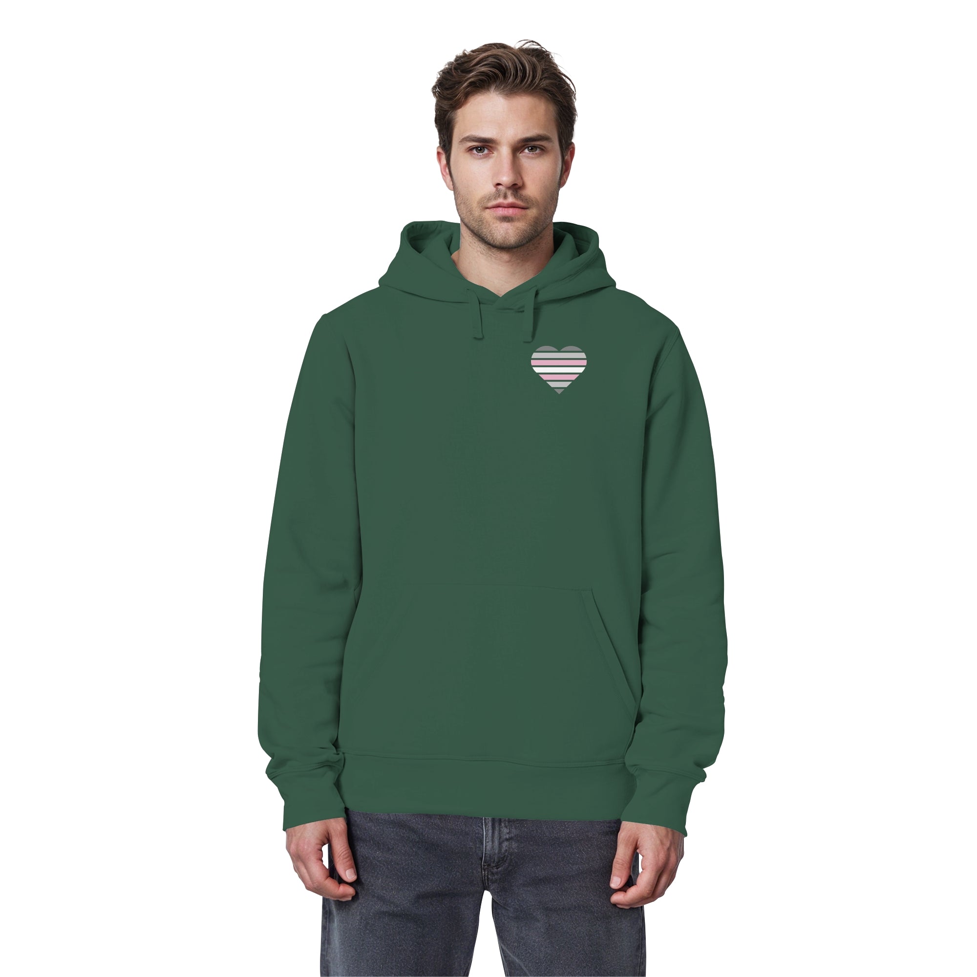 Organic Basic Hoodie - Demigirl Flag Herz Print