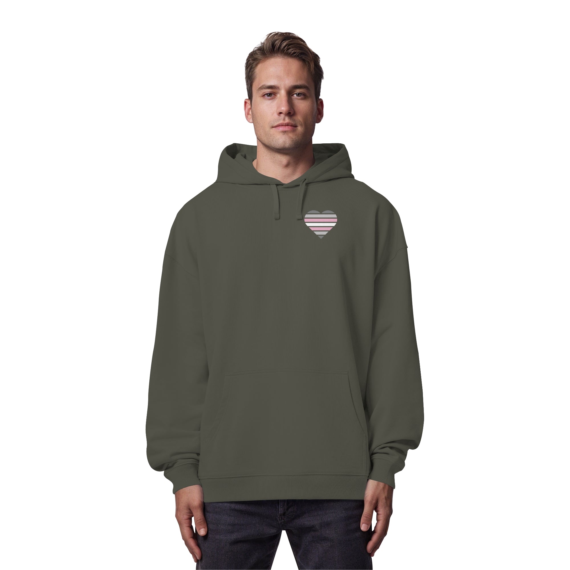 Organic Oversize Hoodie - Demigirl Flag Herz Print