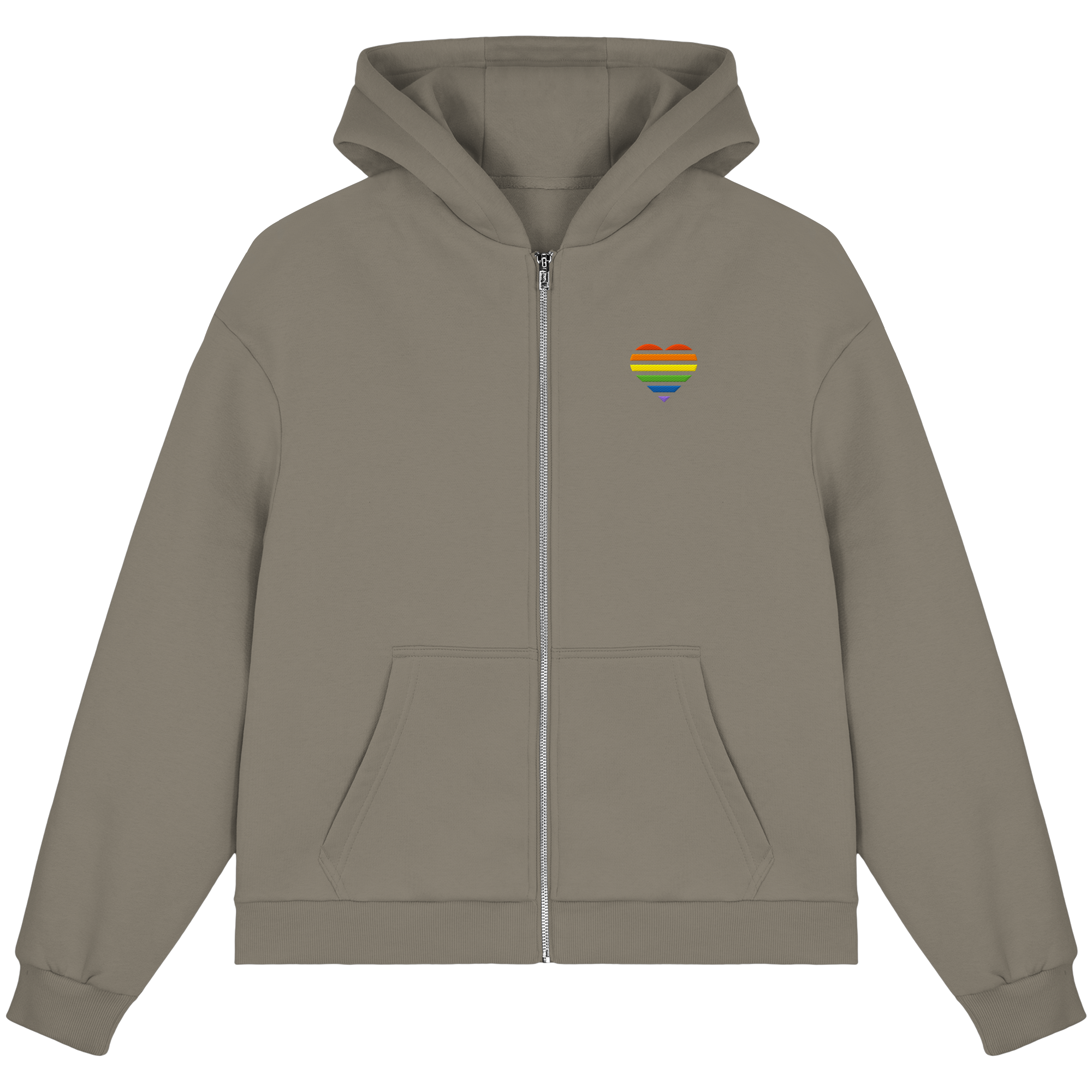 Fluffy Boxcut Zipper - Pride Flag Herz Stick