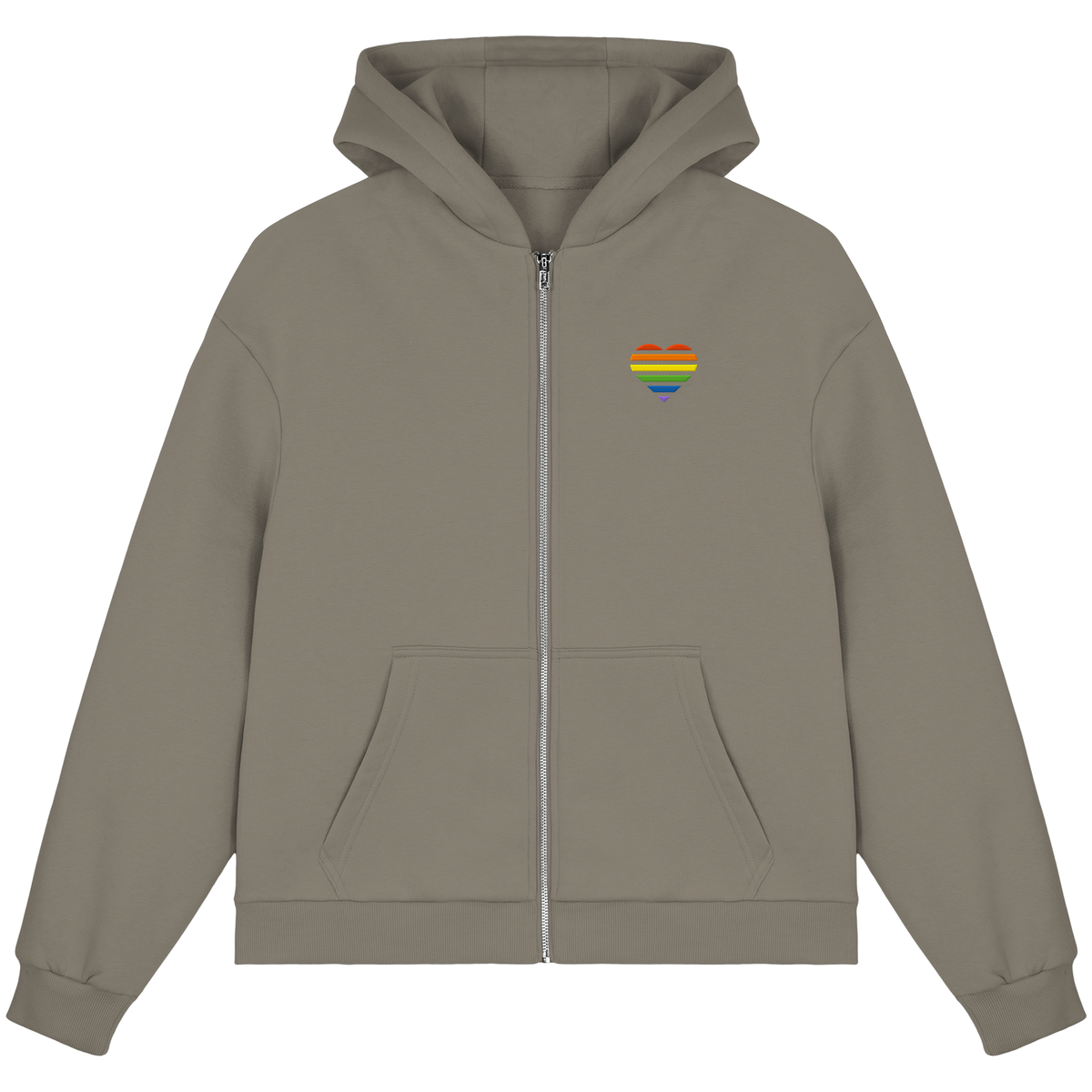 Fluffy Boxcut Zipper mit Herz Stick - Pride
