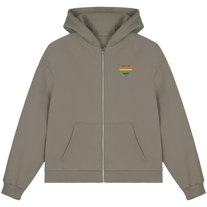 Fluffy Boxcut Zipper mit Herz Stick - Pride
