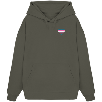 Organic Oversize Hoodie mit Herz Stick - Trans