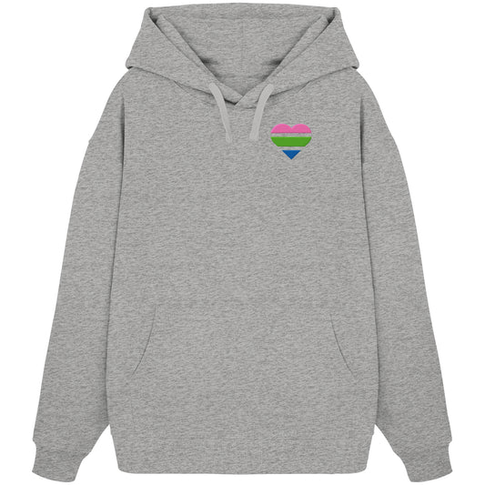Organic Oversize Hoodie - Polysexual Flag Herz Stick
