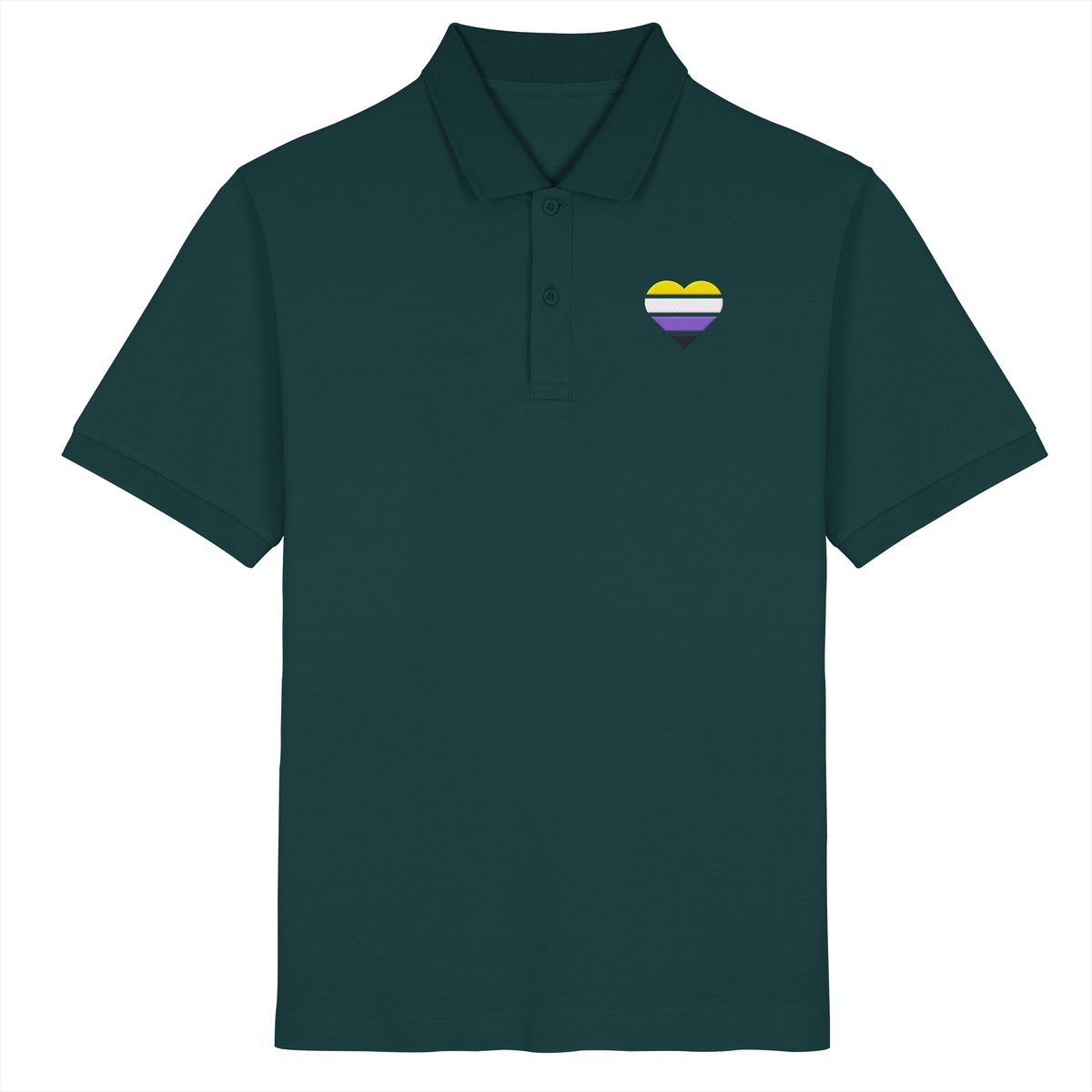 Organic Poloshirt mit Herz Stick - Nonbinary