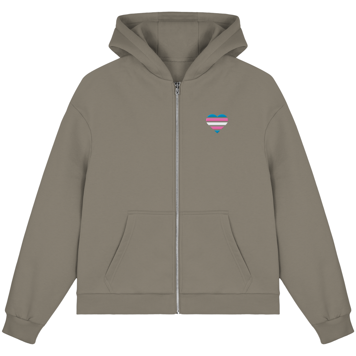 Fluffy Boxcut Zipper mit Herz Stick - Trans