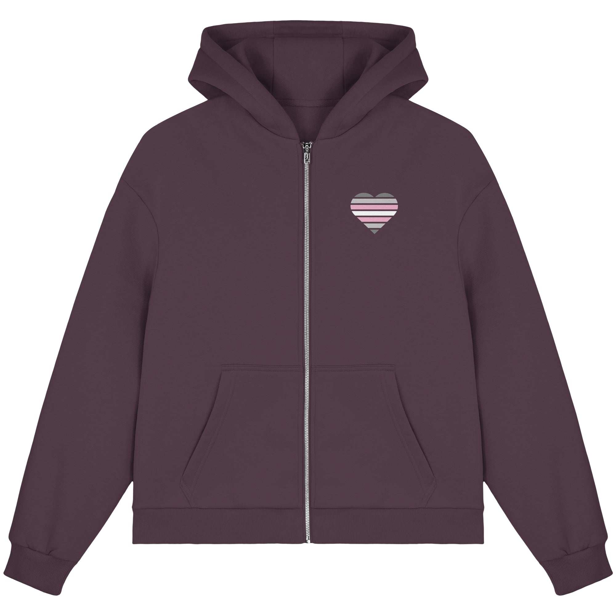 Fluffy Boxcut Zipper - Demigirl Flag Herz Print