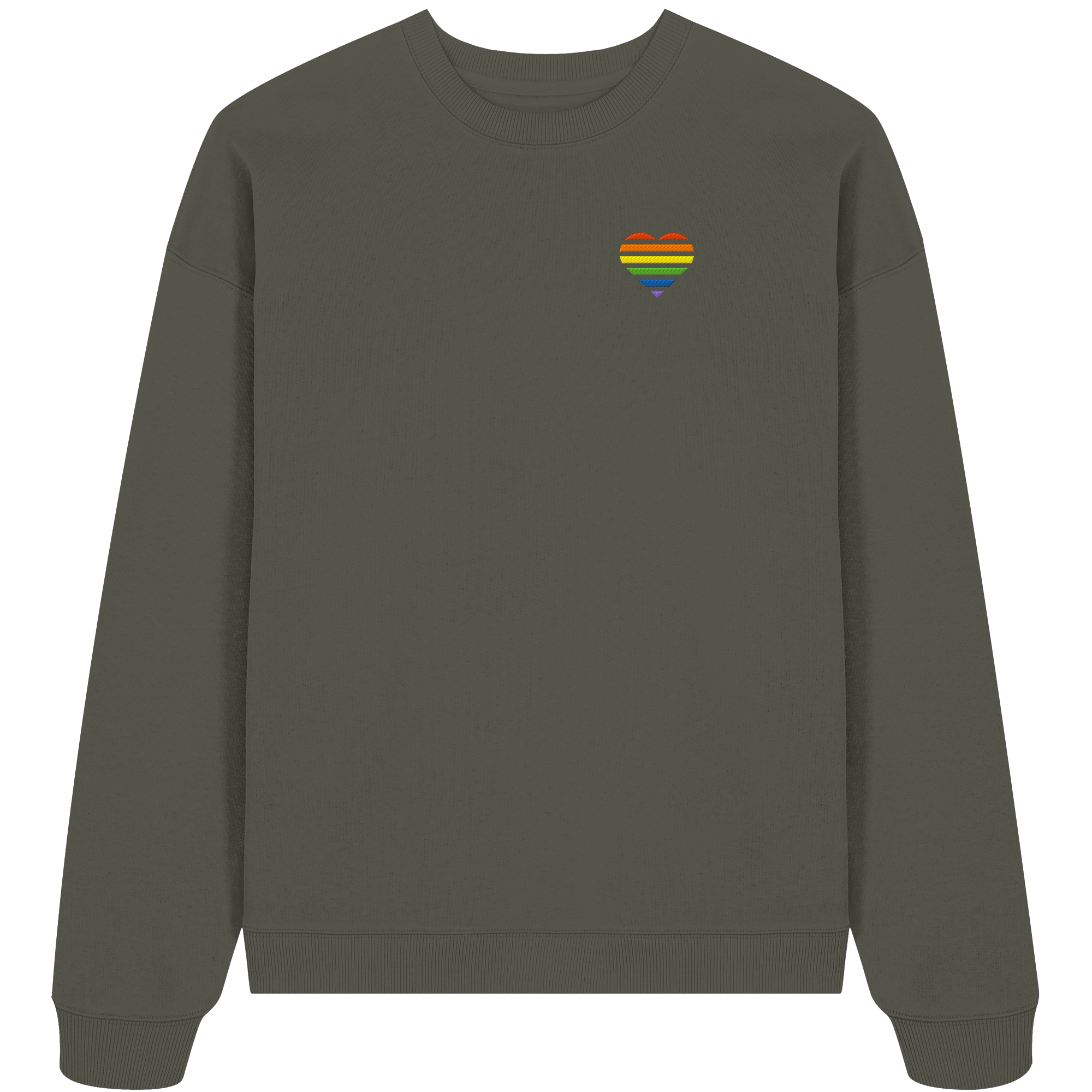 Organic Oversize Sweatshirt - Pride Flag Herz Stick