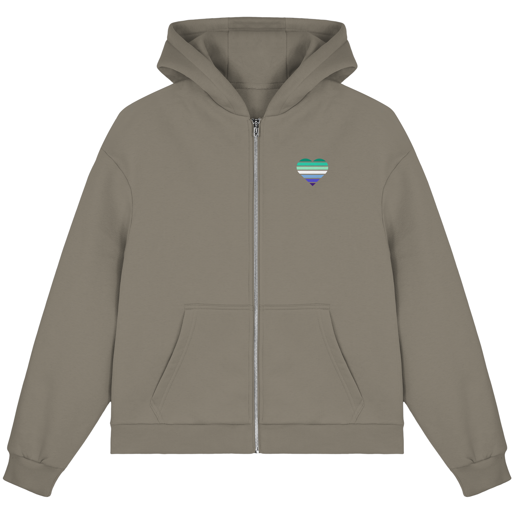 Fluffy Boxcut Zipper - Gay Flag Herz Print