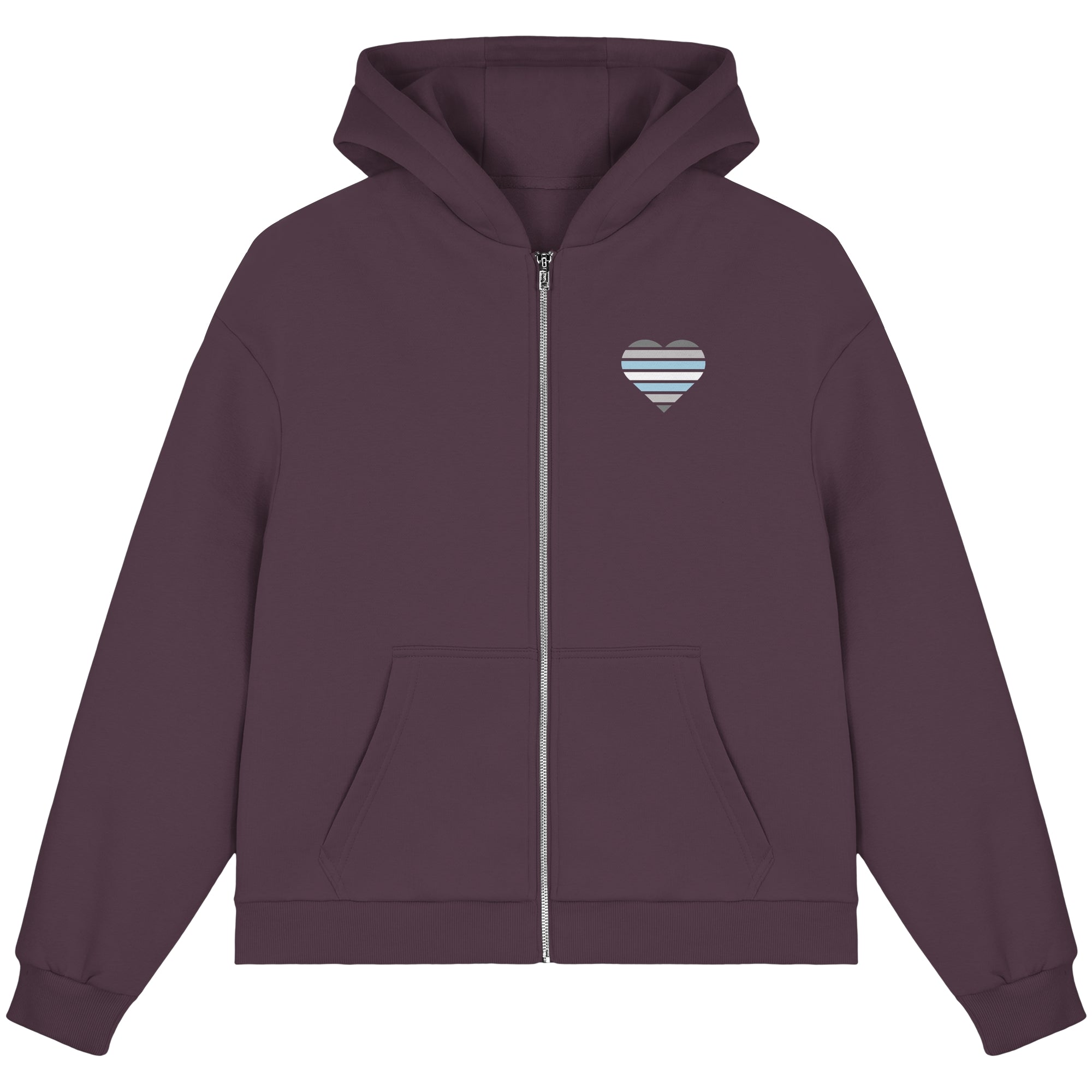 Fluffy Boxcut Zipper - Demiboy Flag Herz Print