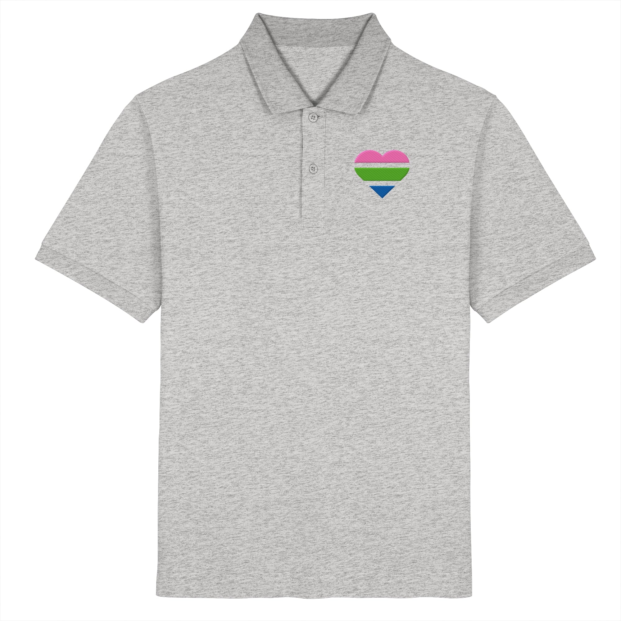Organic Poloshirt - Polysexual Flag Herz Stick