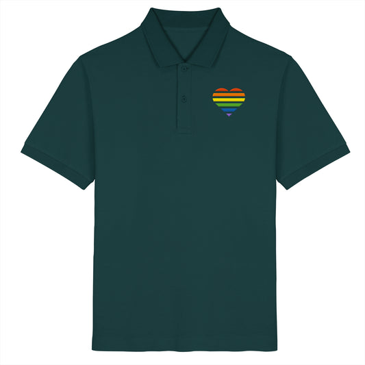 Organic Poloshirt - Pride Flag Herz Stick