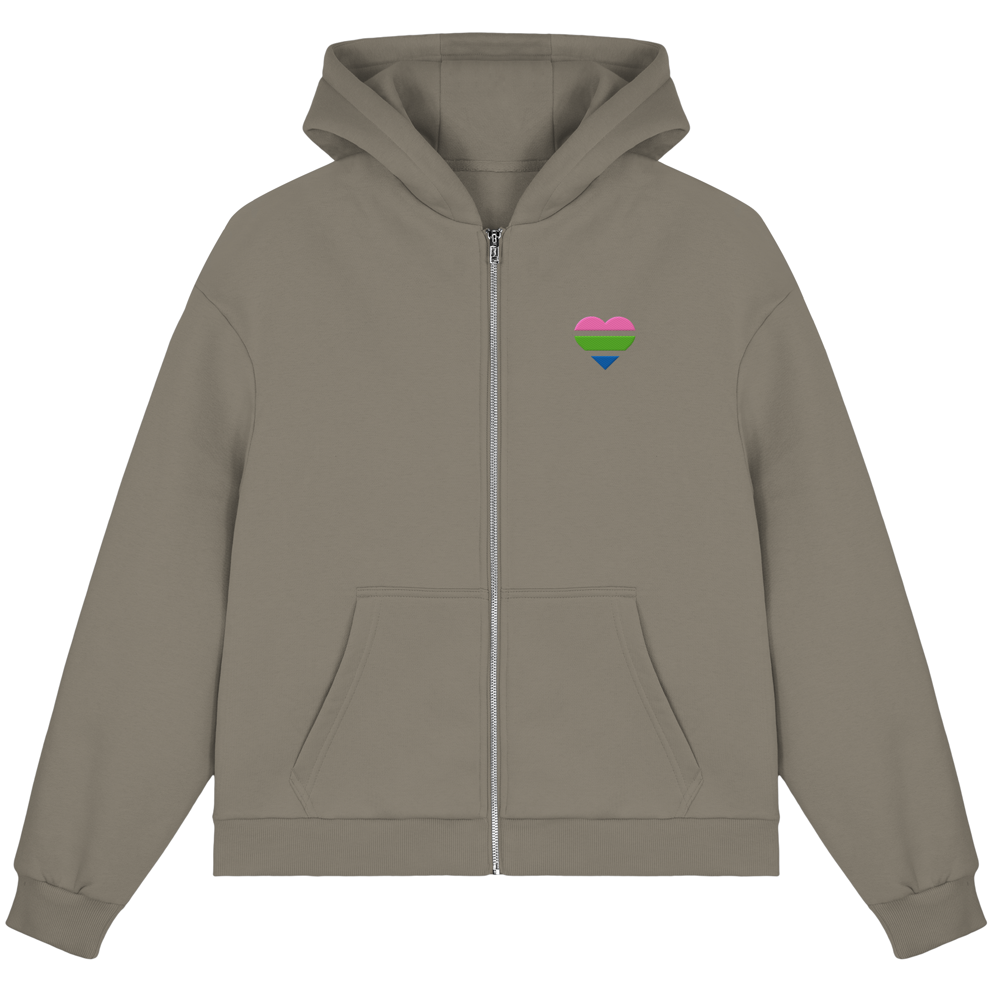Fluffy Boxcut Zipper - Polysexual Flag Herz Stick