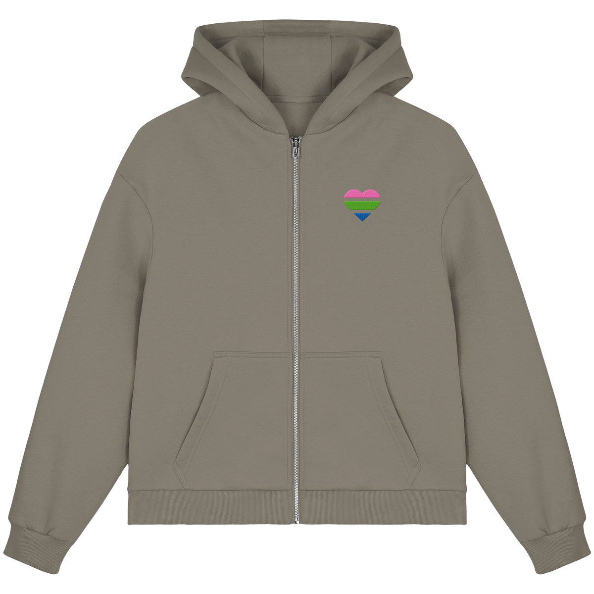 Fluffy Boxcut Zipper mit Herz Stick - Polysexual