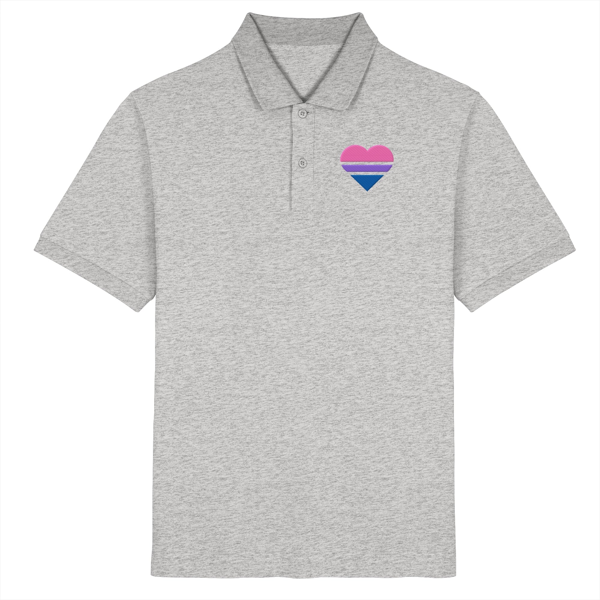Organic Poloshirt - Bisexual Flag Herz Stick