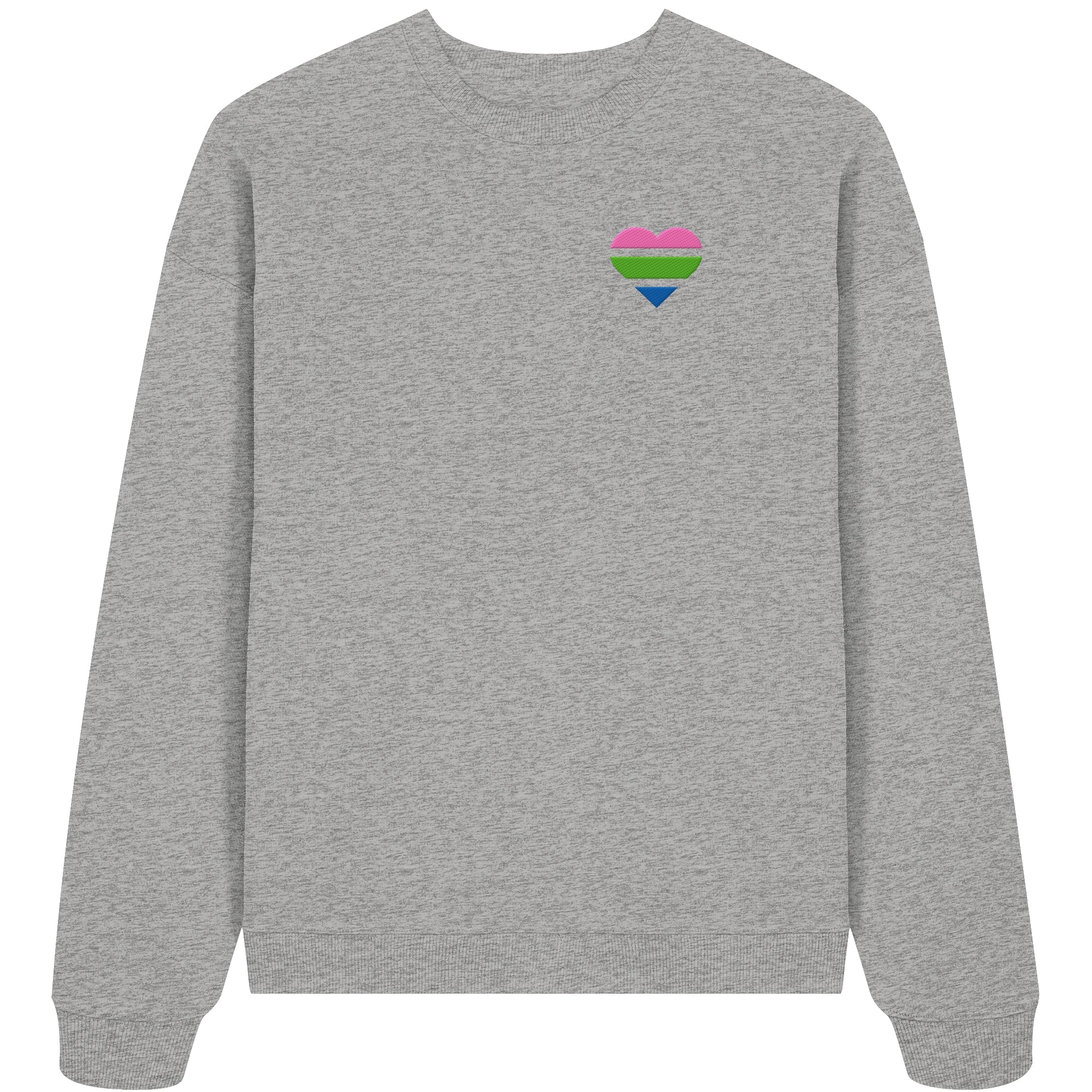Organic Oversize Sweatshirt - Polysexual Flag Herz Stick
