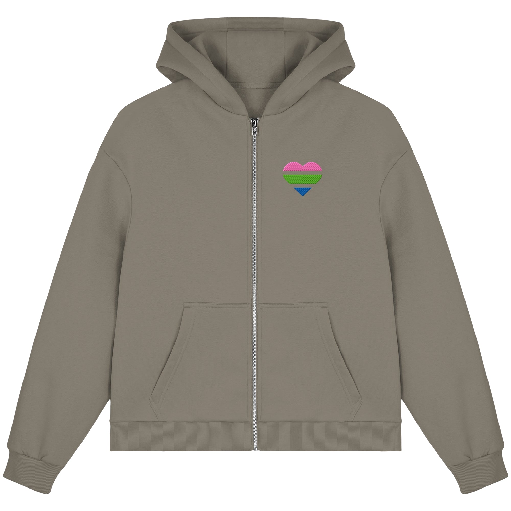 Fluffy Boxcut Zipper - Polysexual Flag Herz Stick