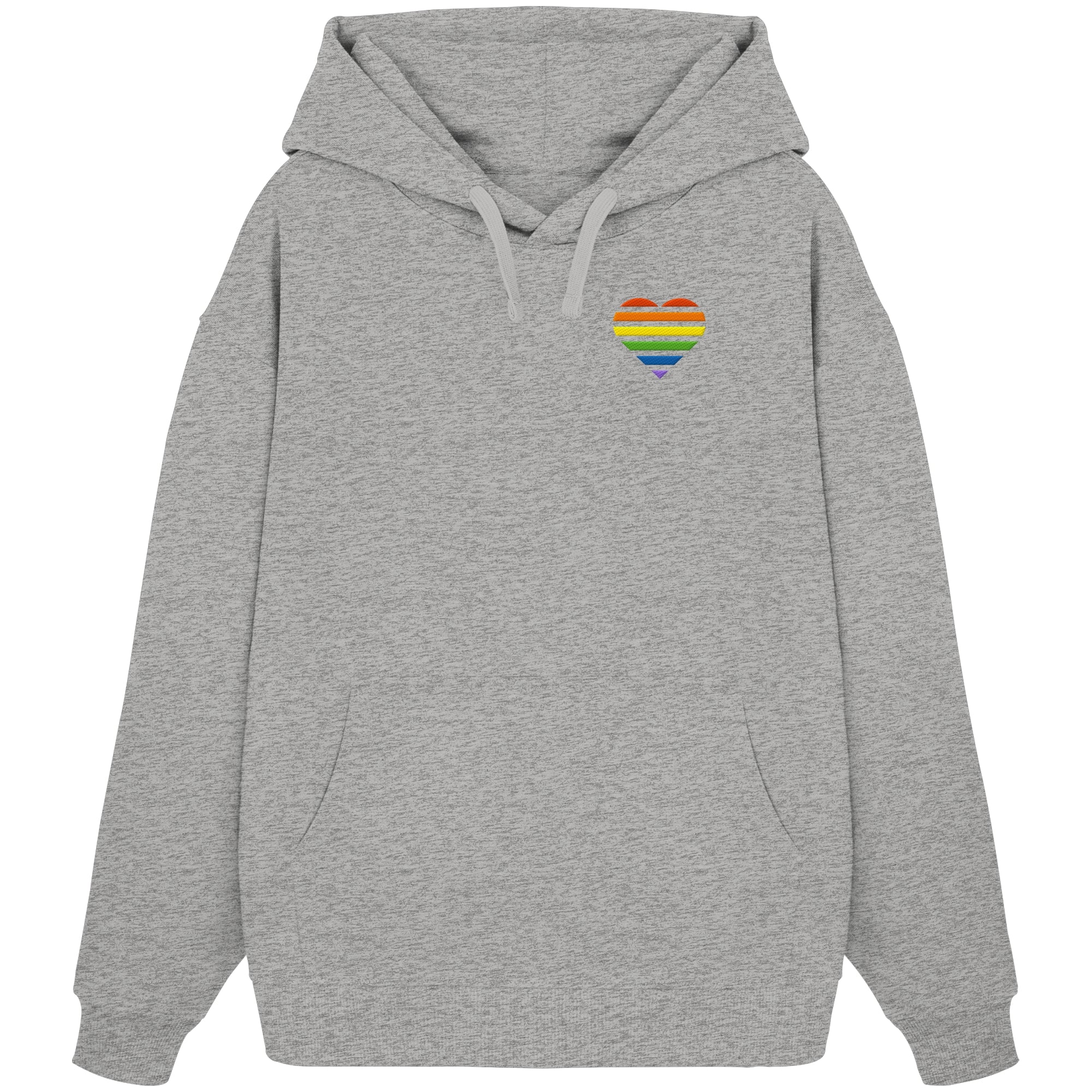 Organic Oversize Hoodie - Pride Flag Herz Stick
