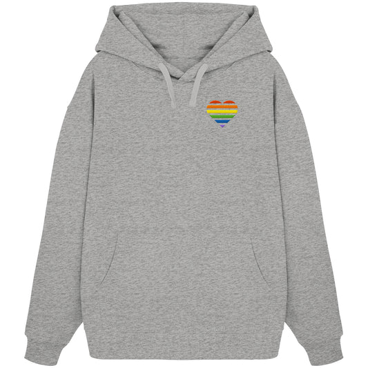 Organic Oversize Hoodie - Pride Flag Herz Stick