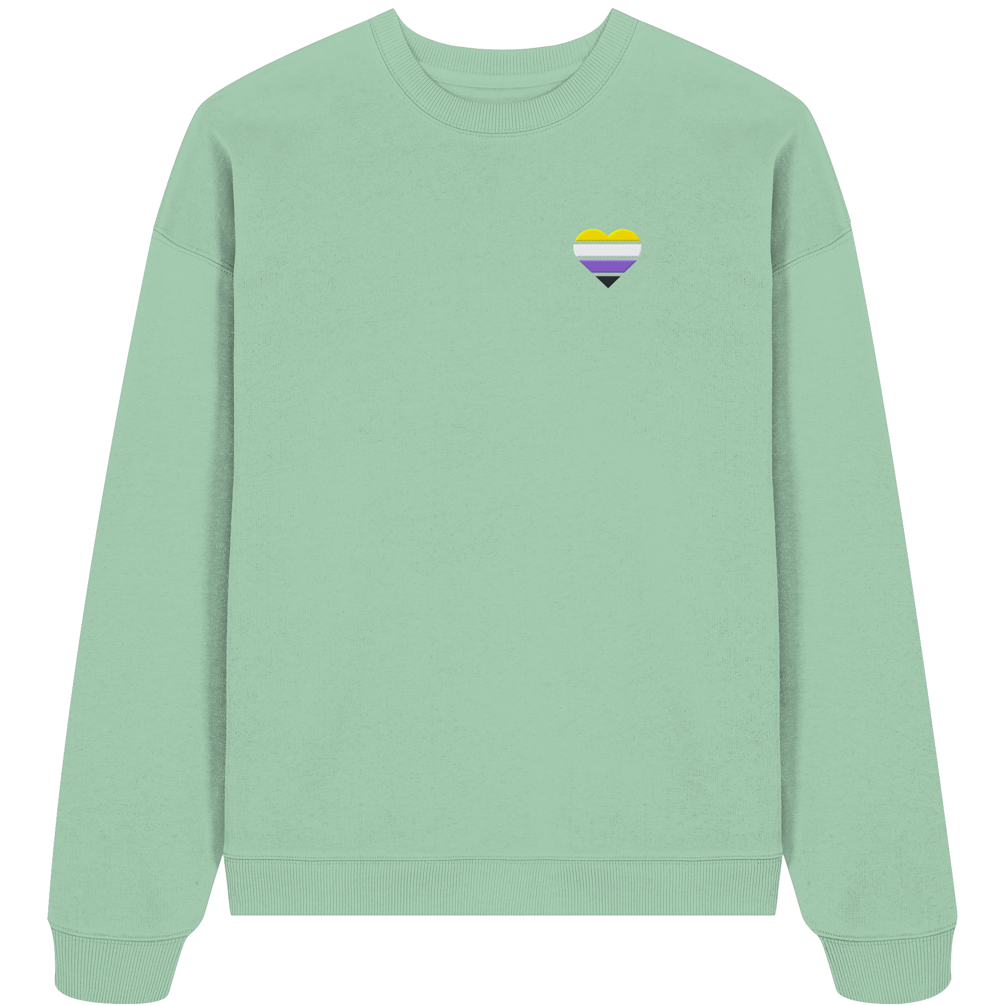 Organic Oversize Sweatshirt - Nonbinary Flag Herz Stick