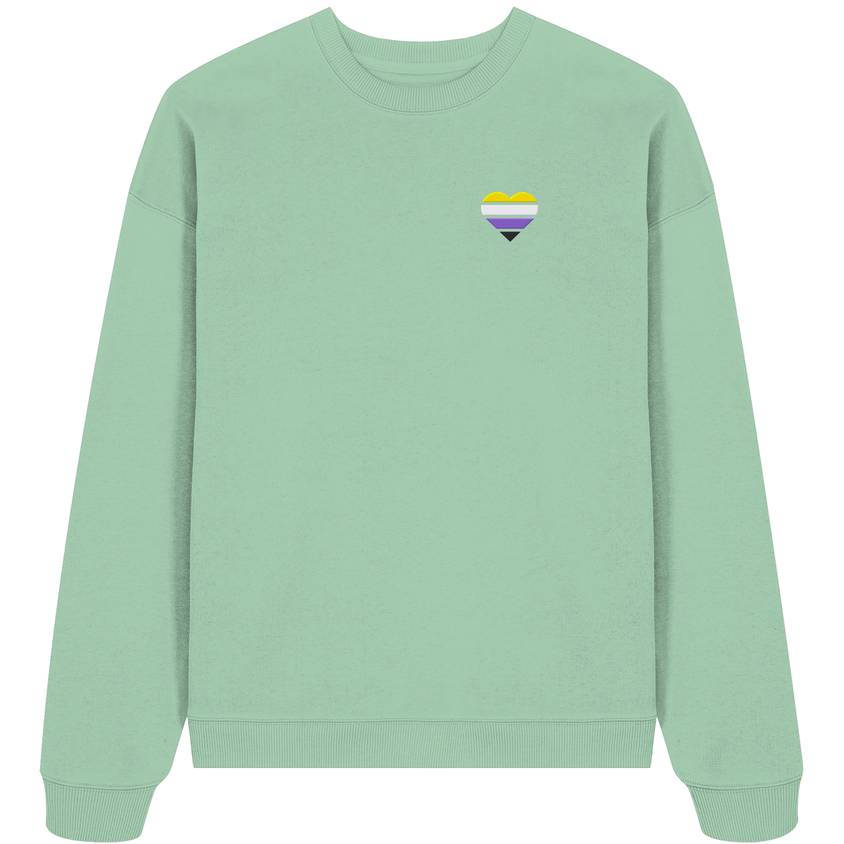 Organic Oversize Sweatshirt mit Herz Stick - Nonbinary