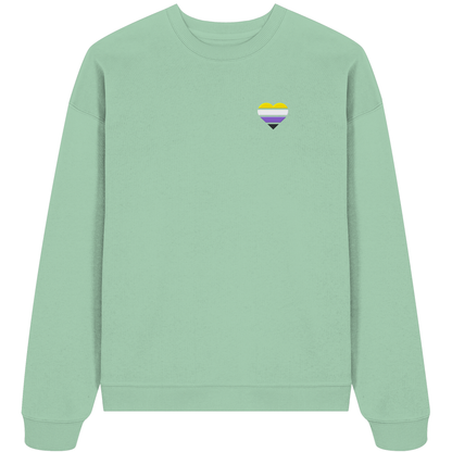 Organic Oversize Sweatshirt mit Herz Stick - Nonbinary