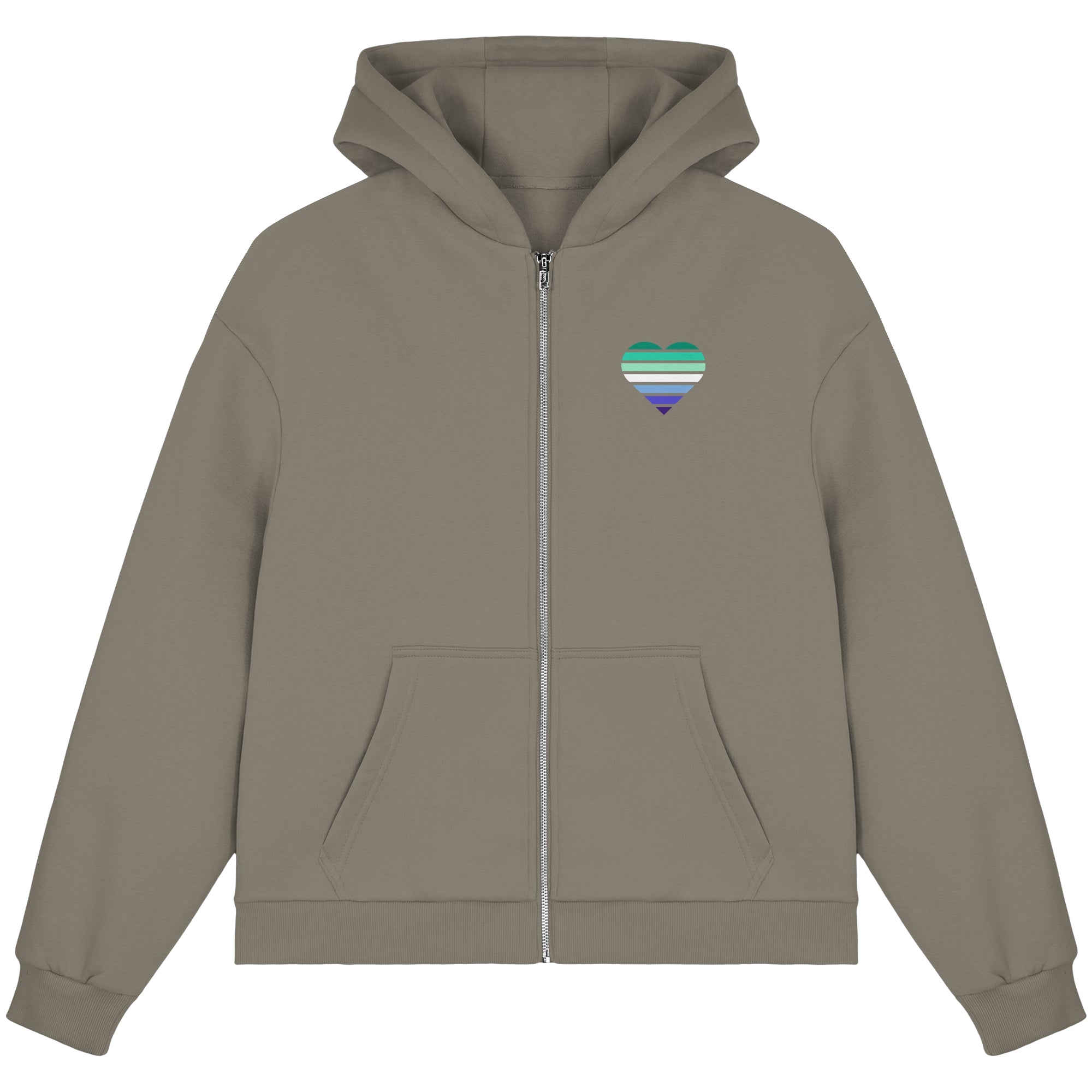 Fluffy Boxcut Zipper - Gay Flag Herz Print