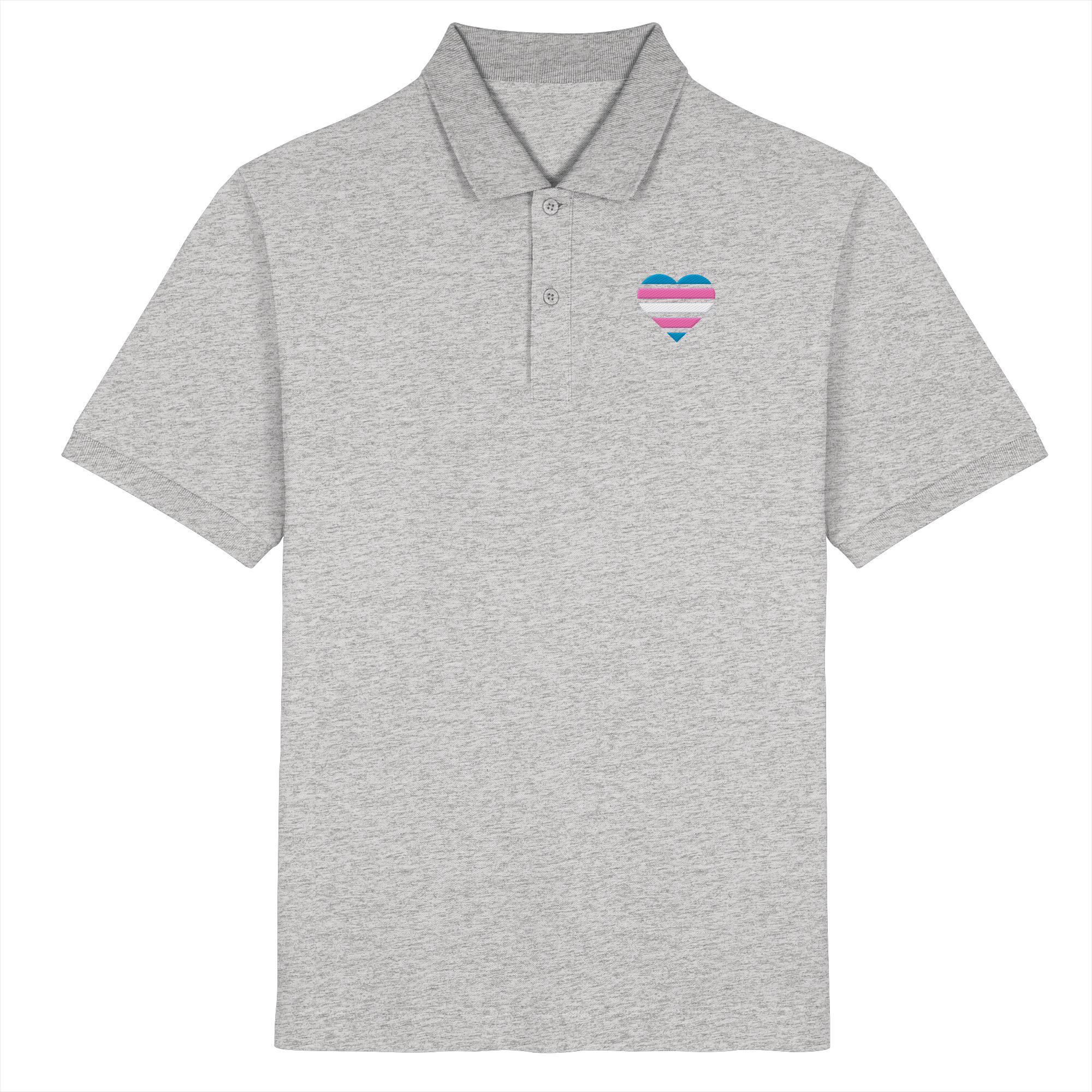 Organic Poloshirt - Trans Flag Herz Stick