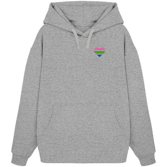 Organic Oversize Hoodie - Polysexual Flag Herz Stick